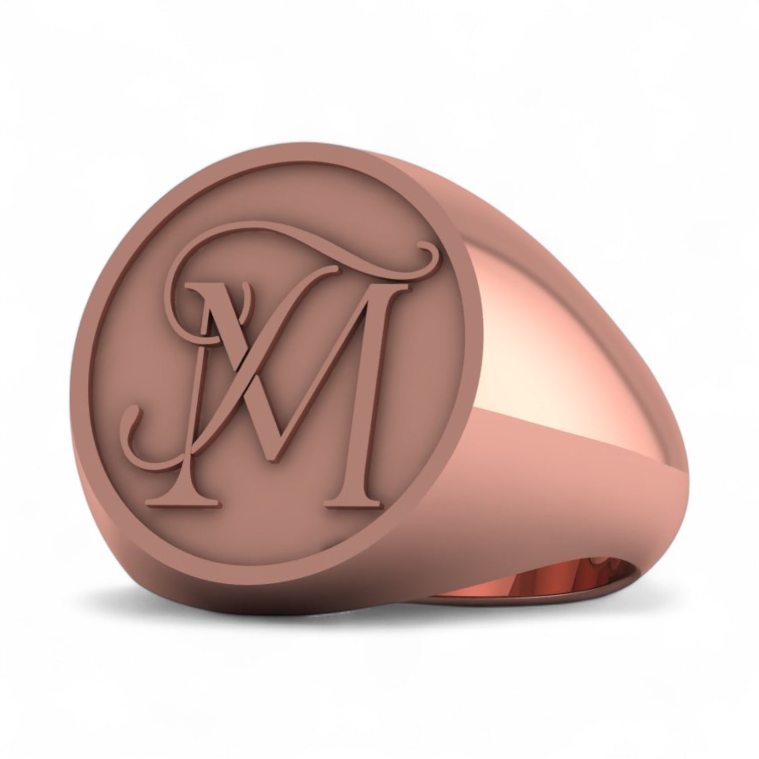 Custom Monogram Ring – Handcrafted Precious Round Face Signet Ring