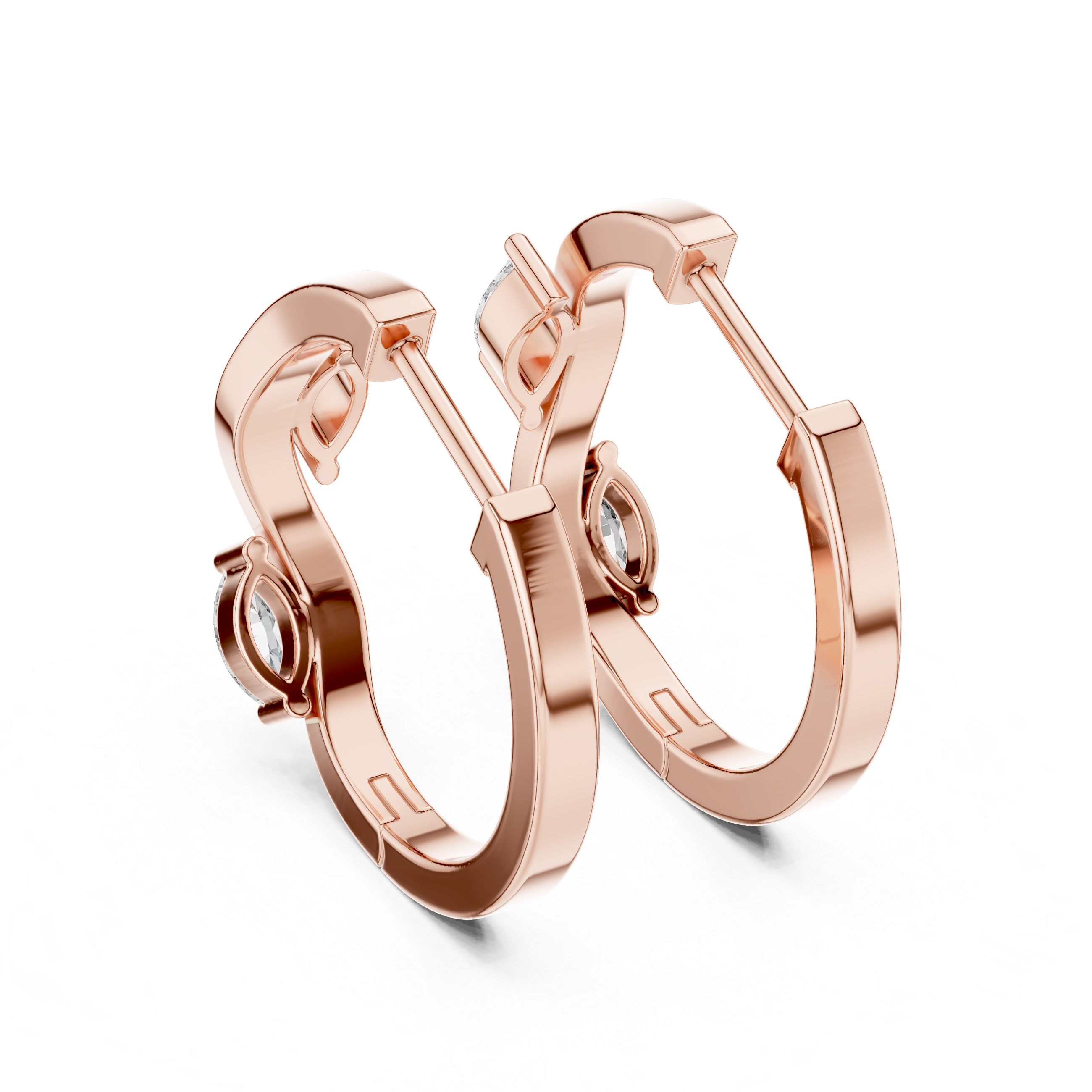 Modern Marquise Diamond Wave Hoop Earrings