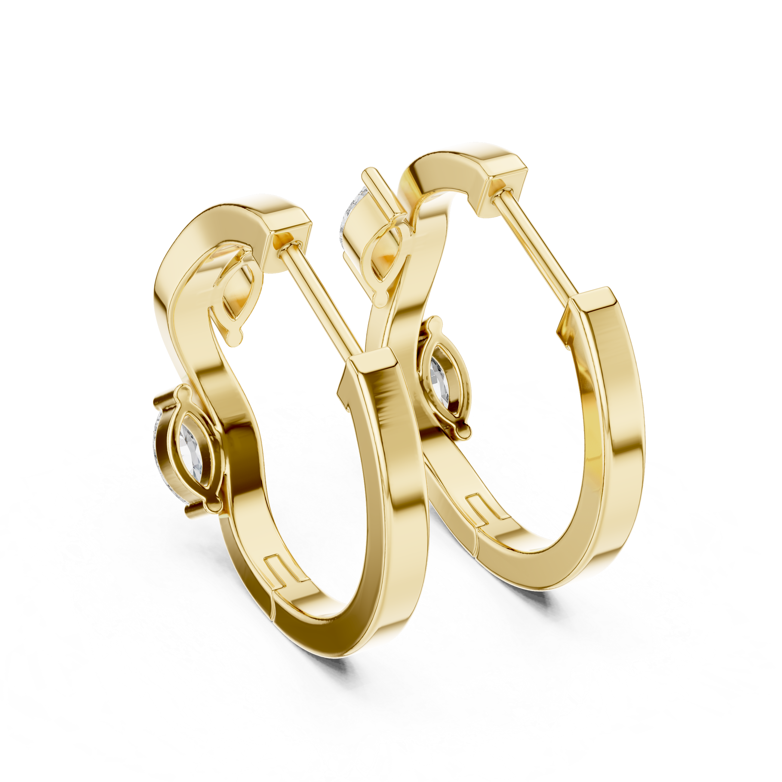 Modern Marquise Diamond Wave Hoop Earrings