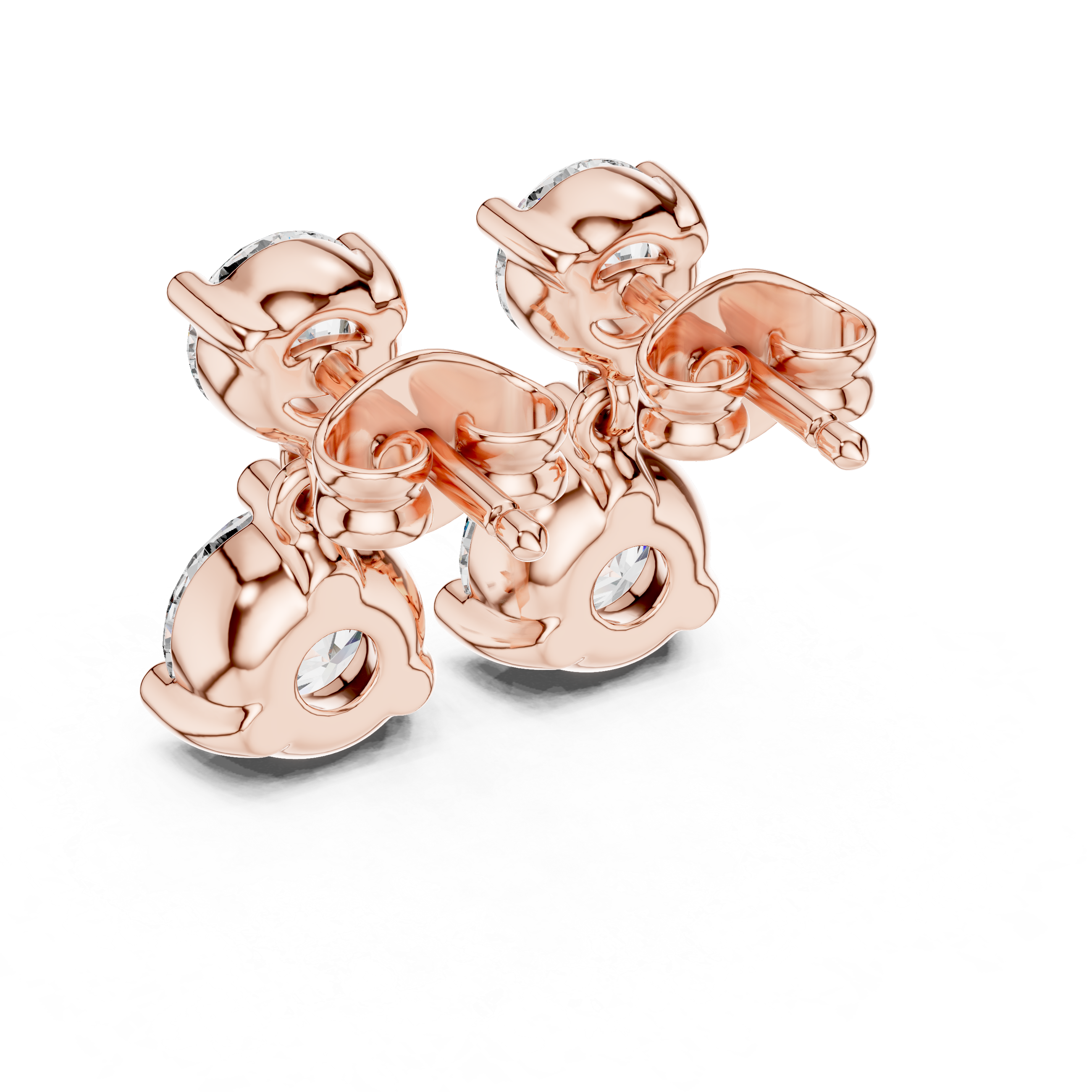 Double Round Diamond Drop Earrings with Classic Prong Setting