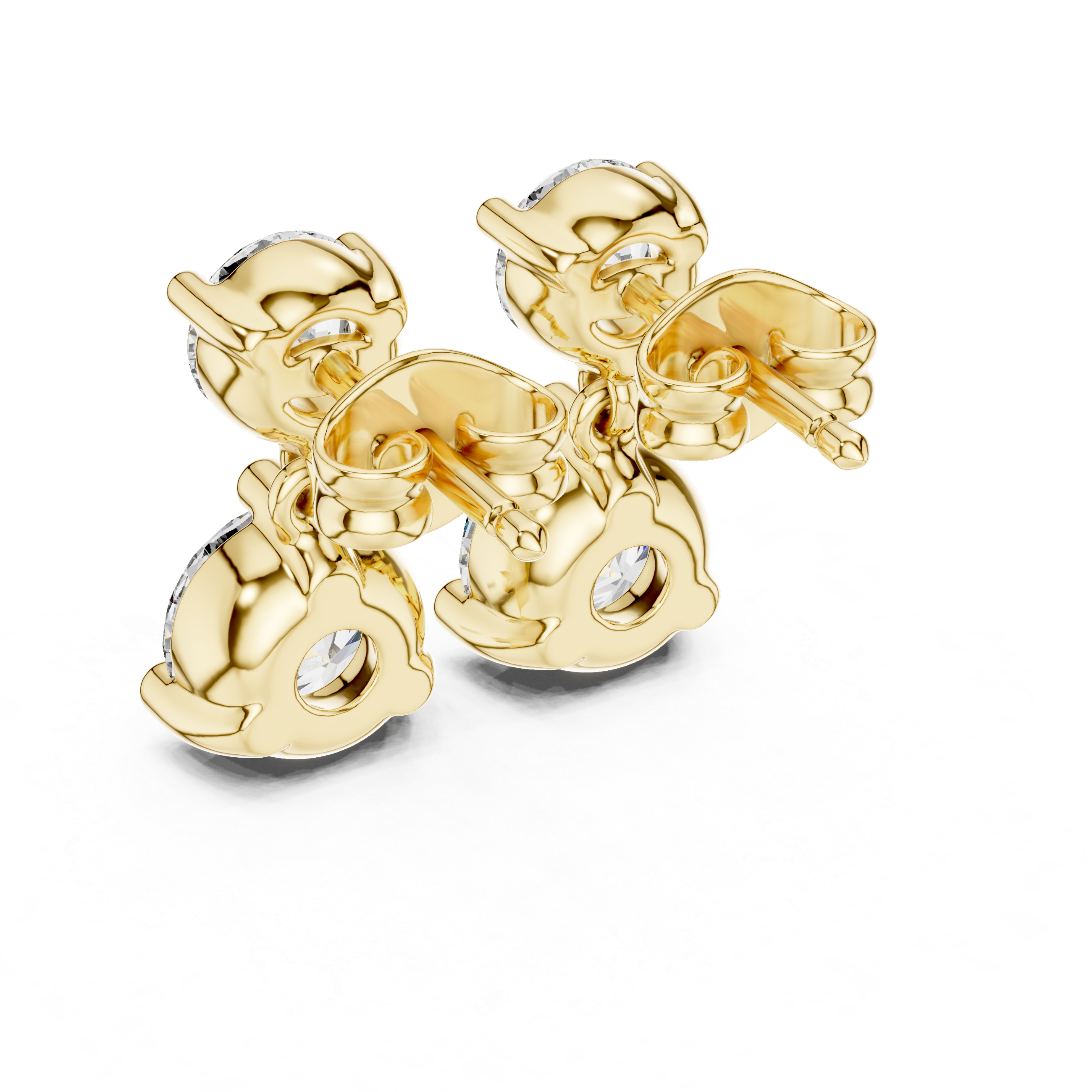 Double Round Diamond Drop Earrings with Classic Prong Setting