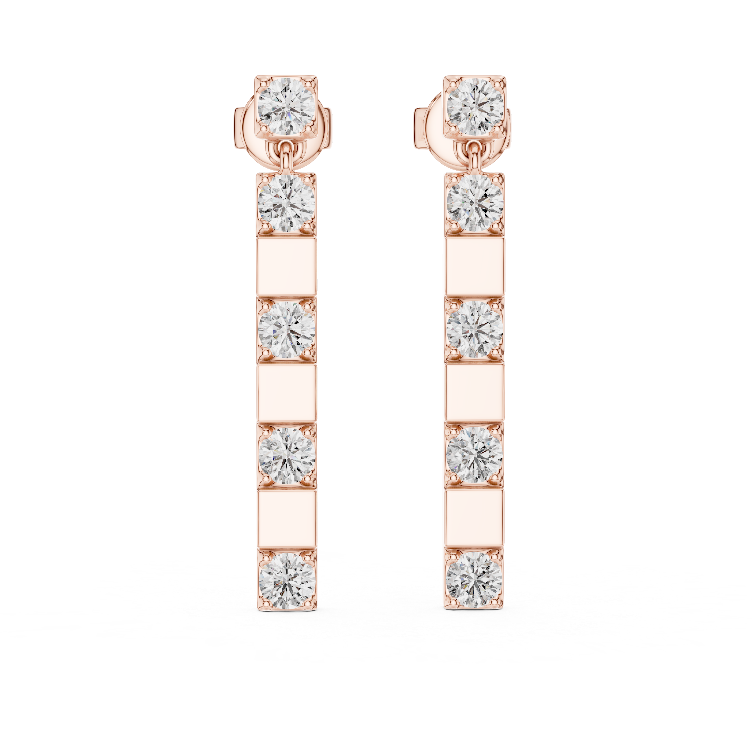 Modern Geometric Diamond Bar Drop Earrings
