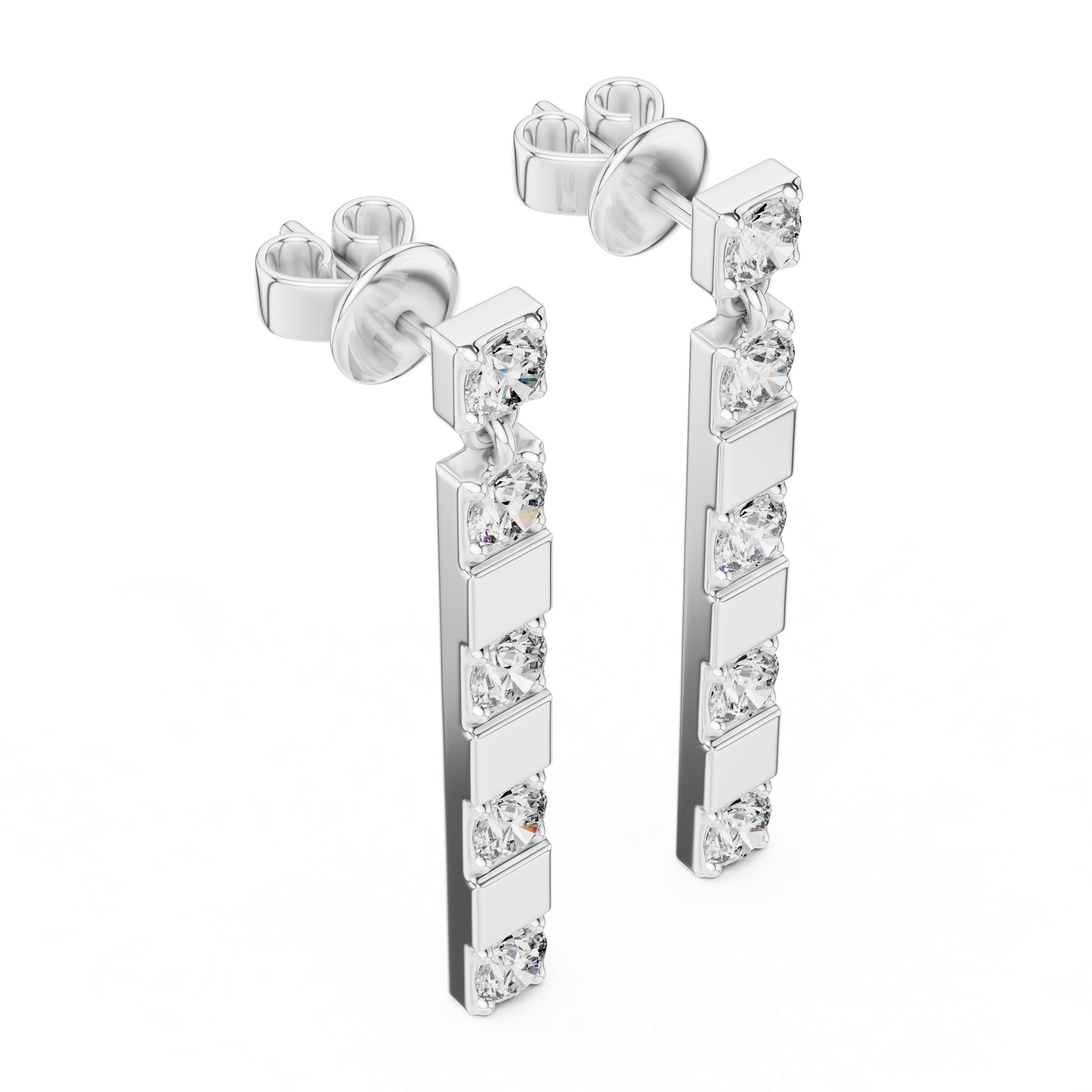 Modern Geometric Diamond Bar Drop Earrings