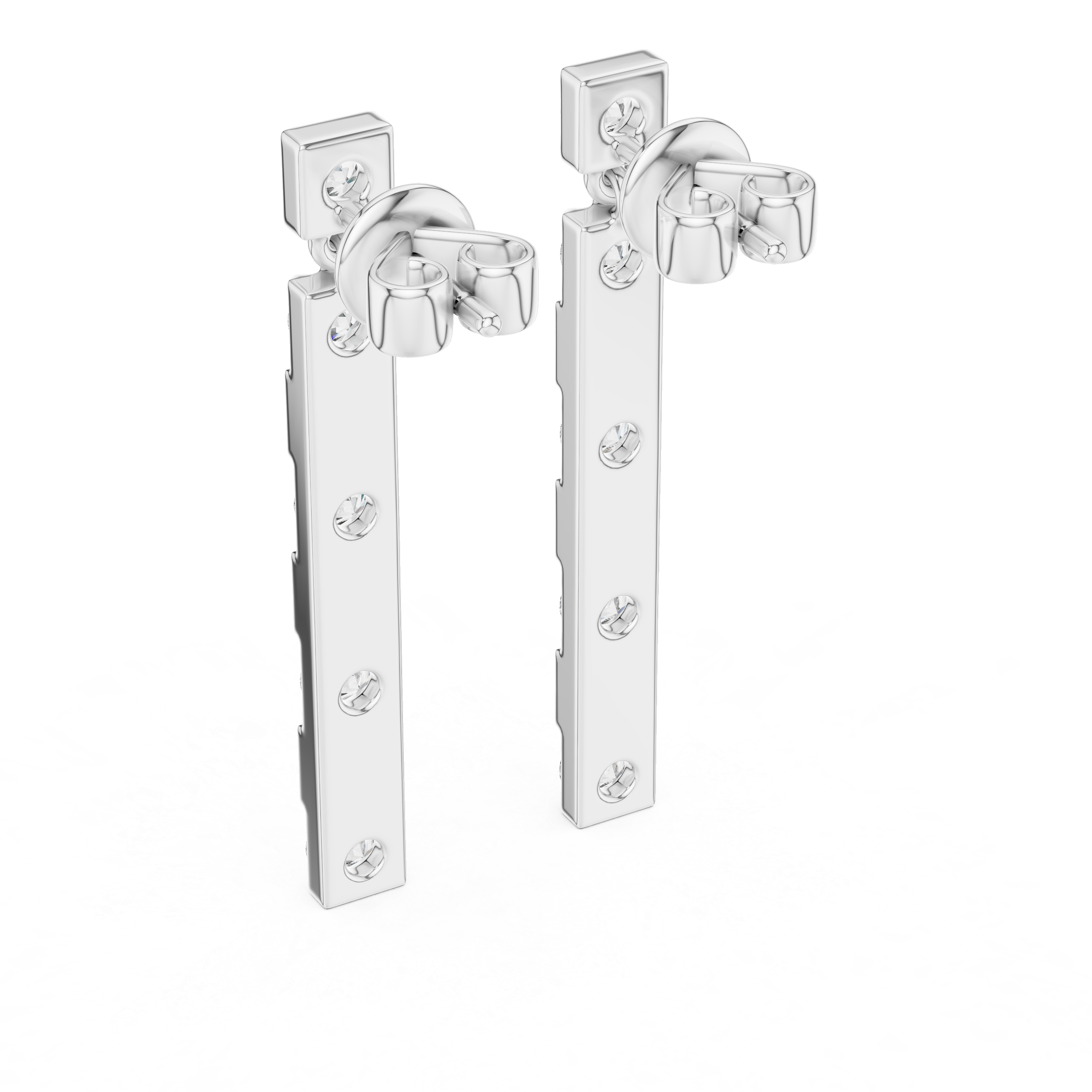 Modern Geometric Diamond Bar Drop Earrings