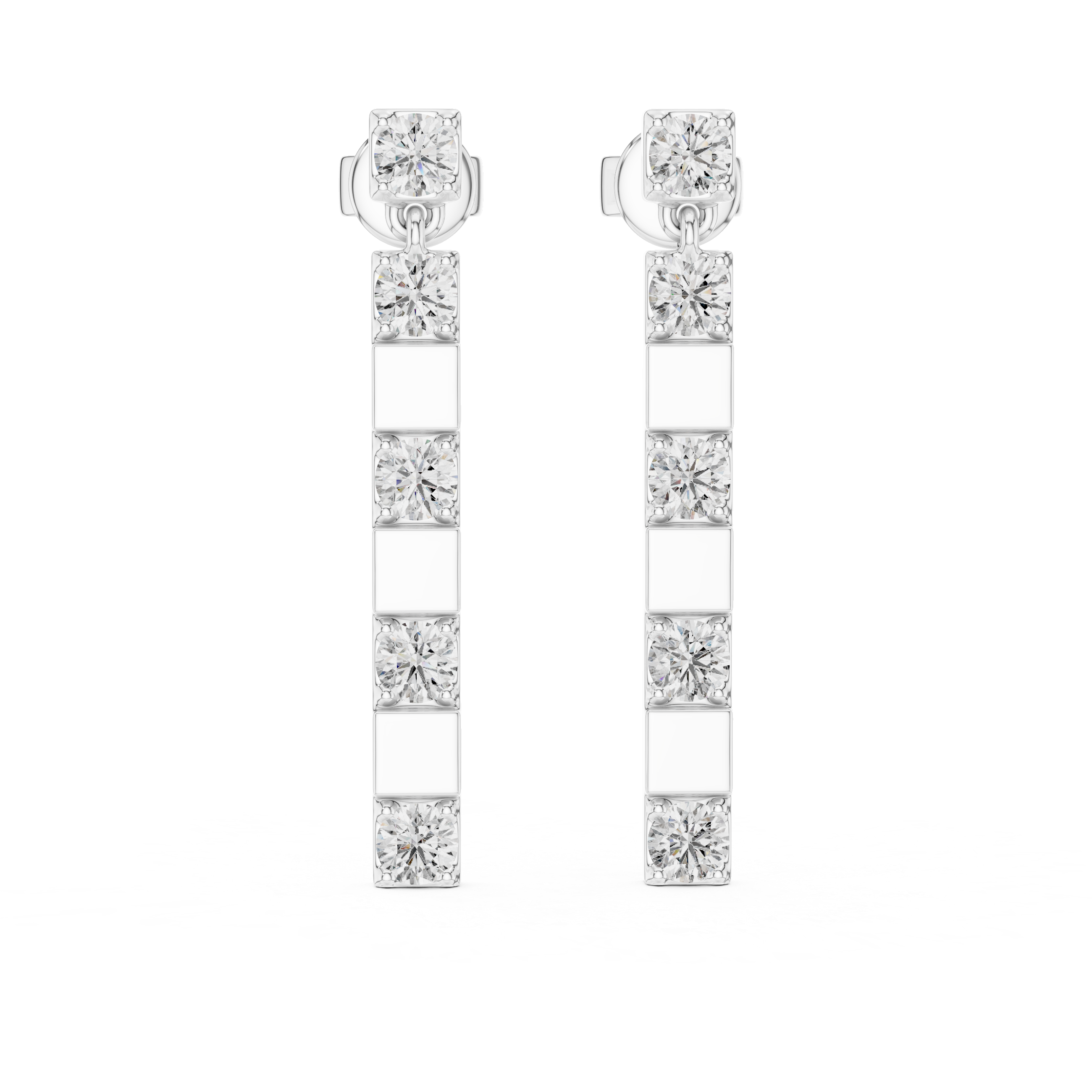 Modern Geometric Diamond Bar Drop Earrings