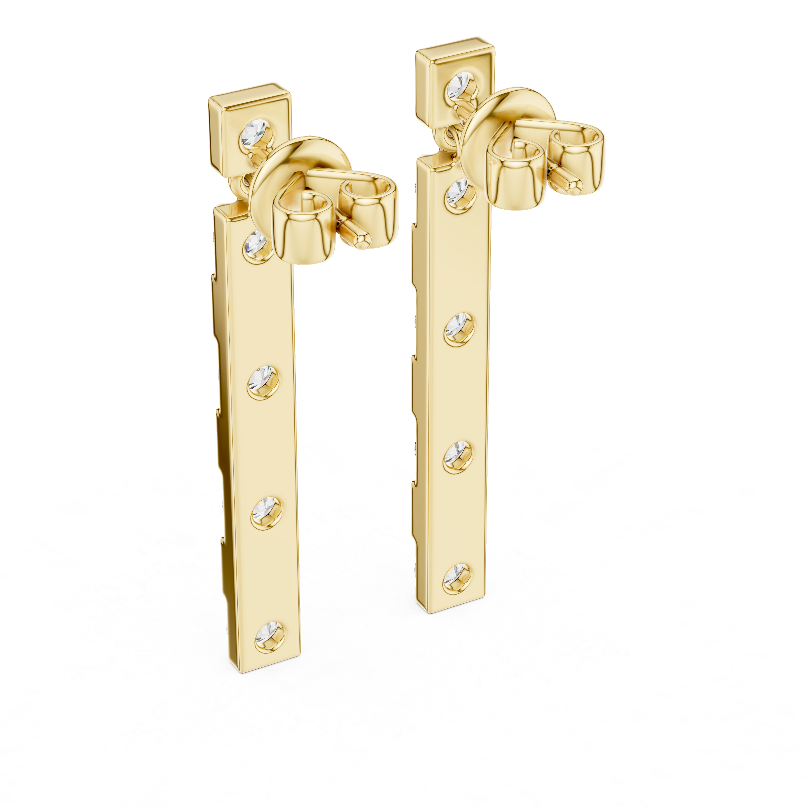 Modern Geometric Diamond Bar Drop Earrings