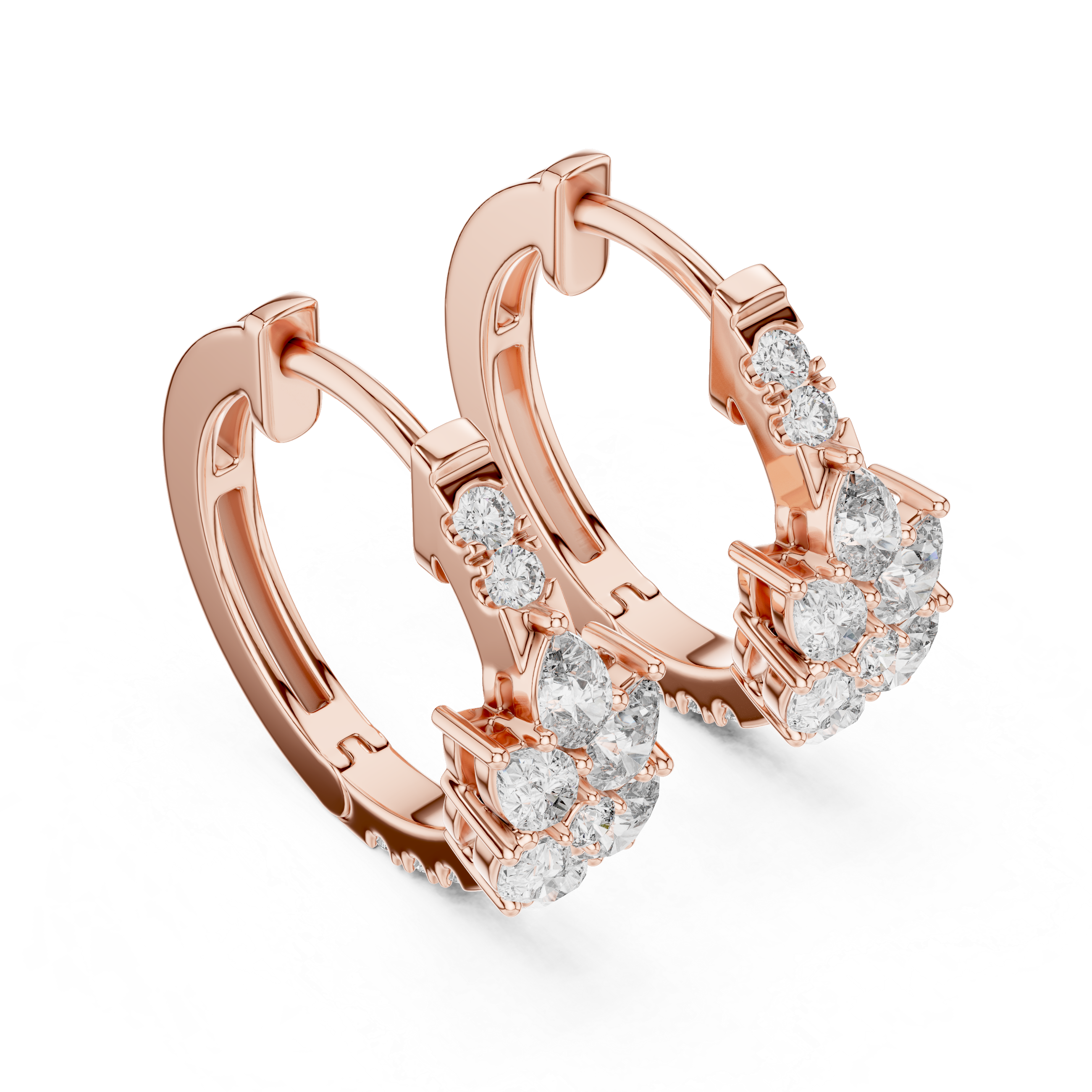 Pear Cluster Diamond Hoop Earrings