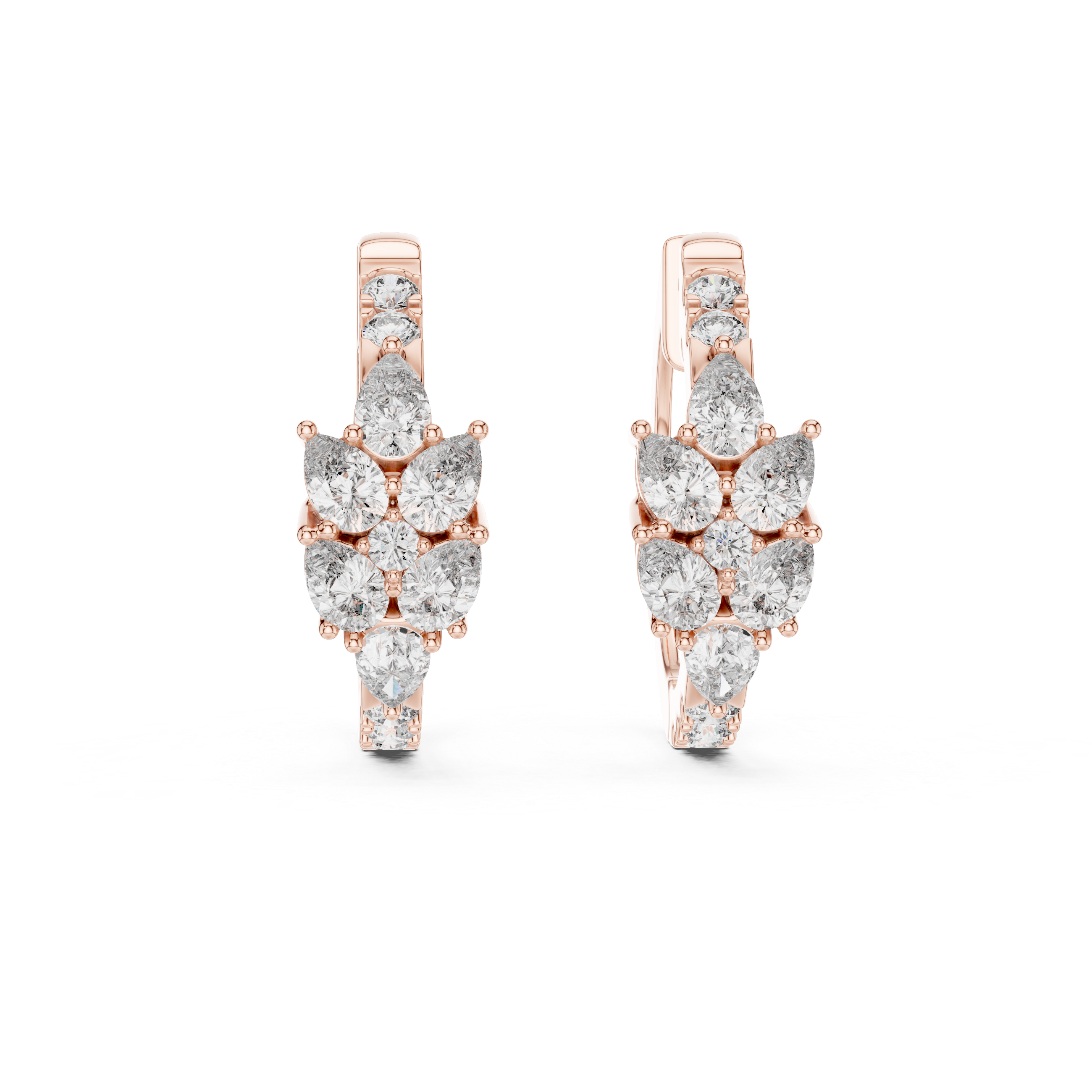 Pear Cluster Diamond Hoop Earrings