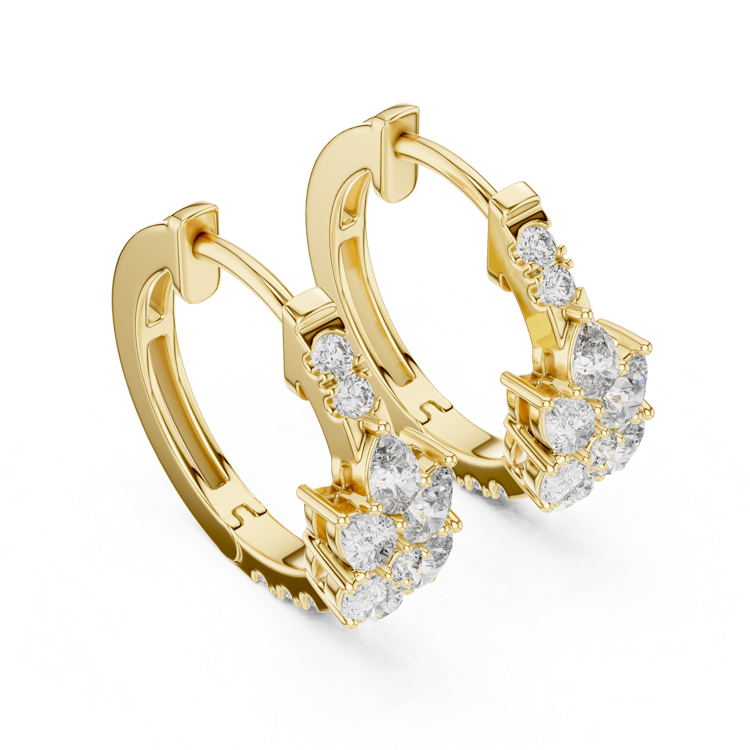 Pear Cluster Diamond Hoop Earrings