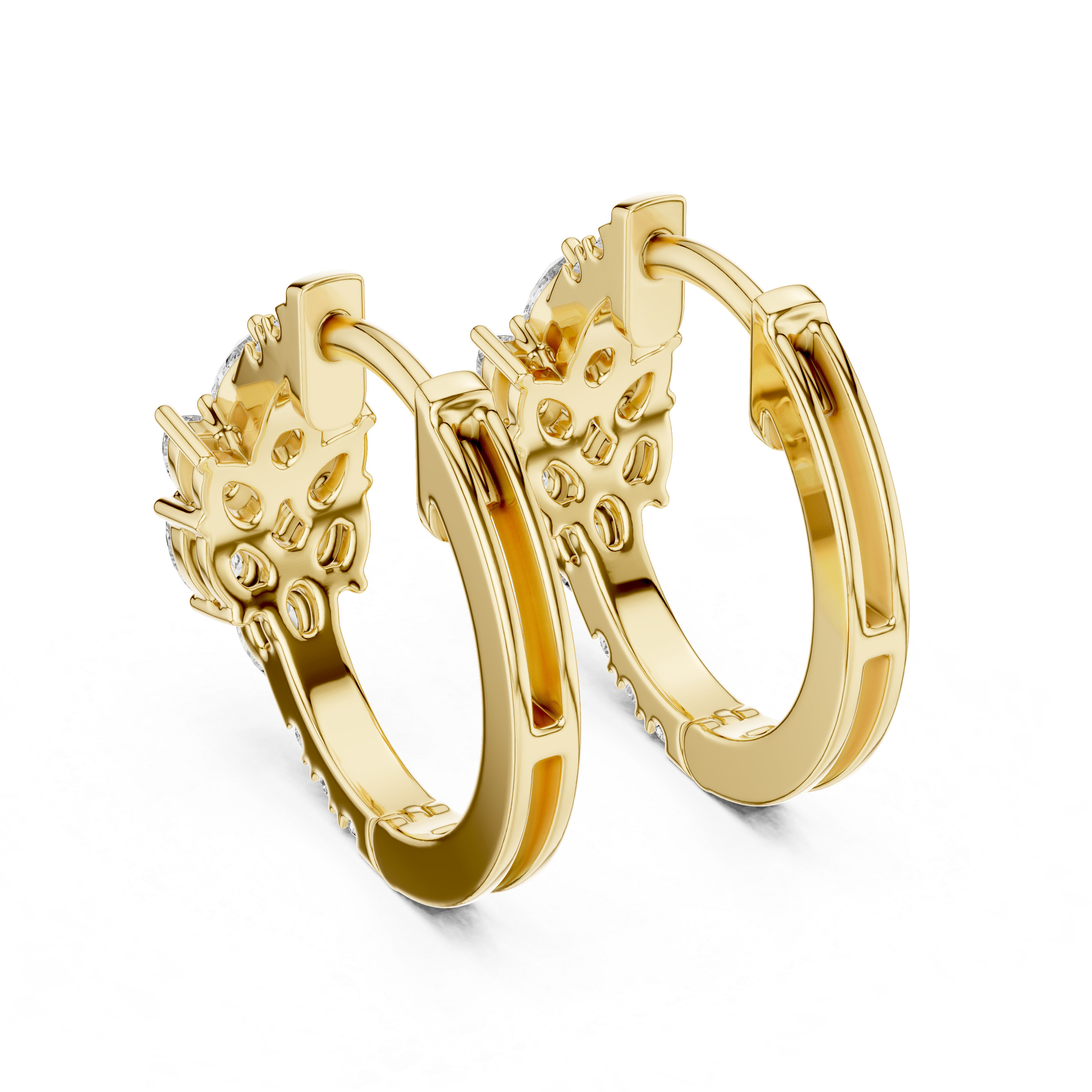Pear Cluster Diamond Hoop Earrings