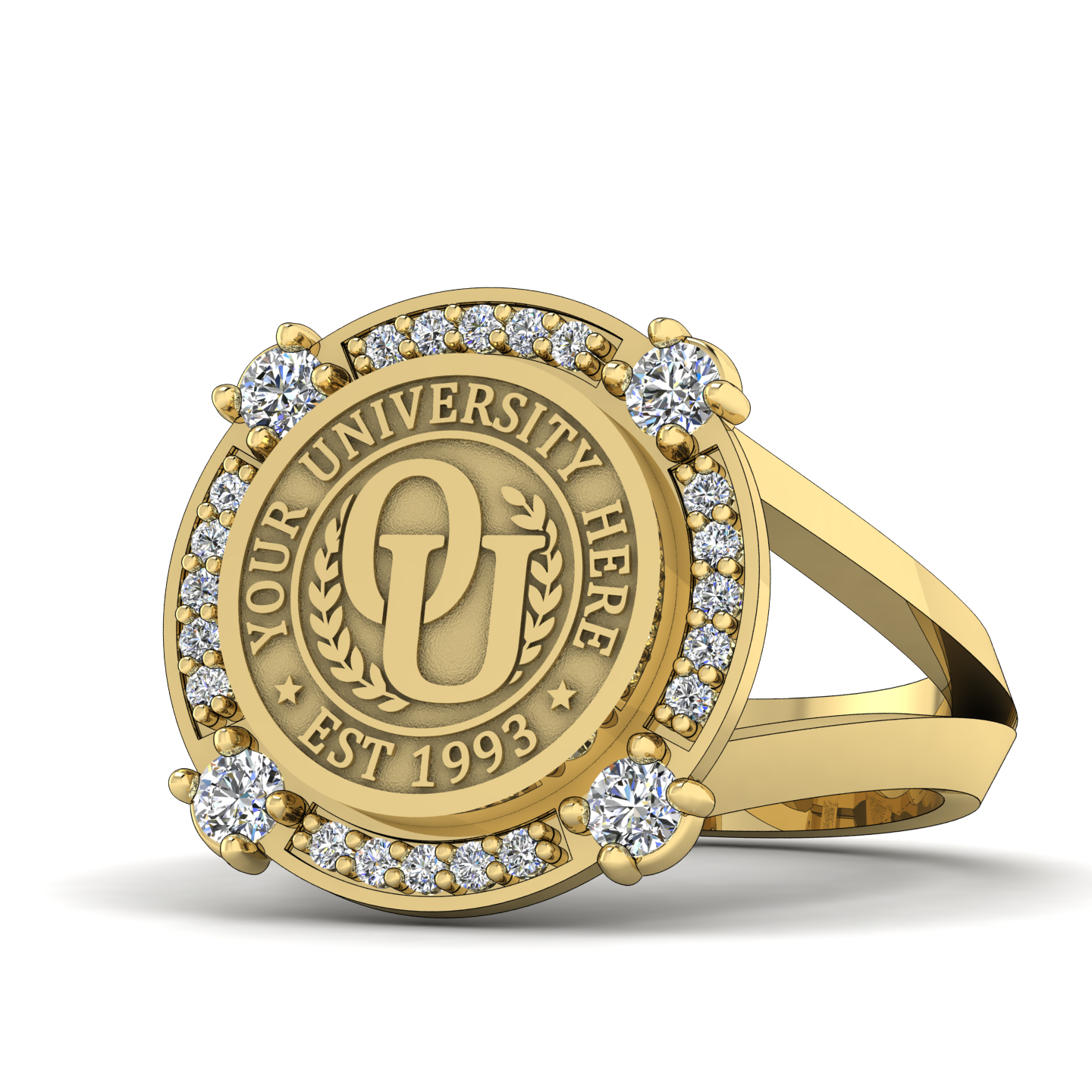 F-Sparkles | V-Frame Band Custom College Ring