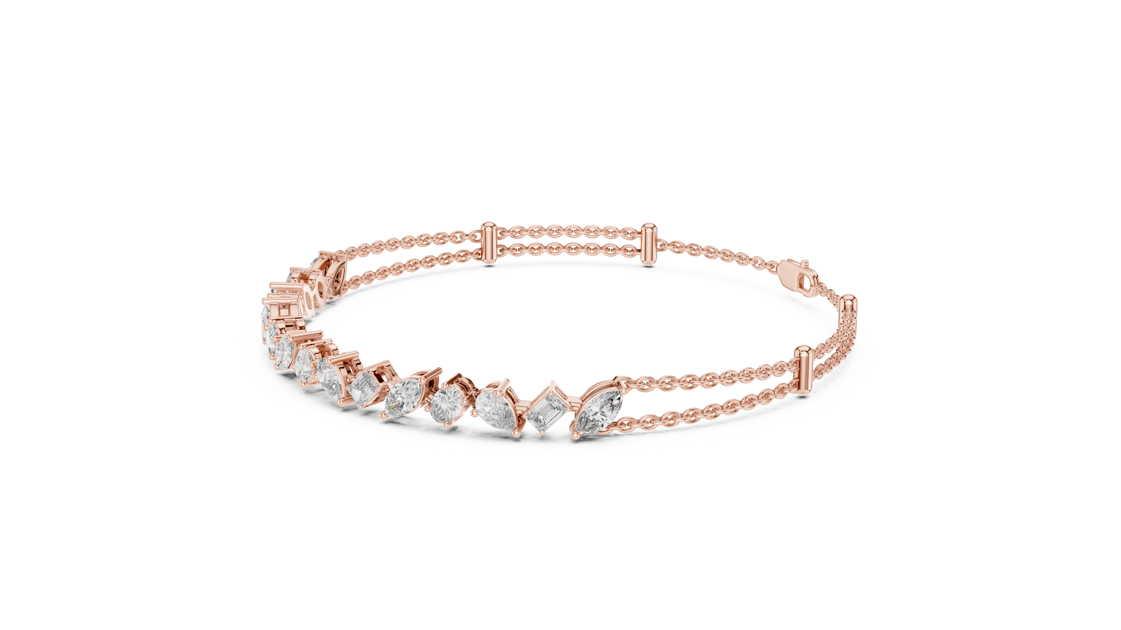 Mixed Cut Diamond Chain Bracelet