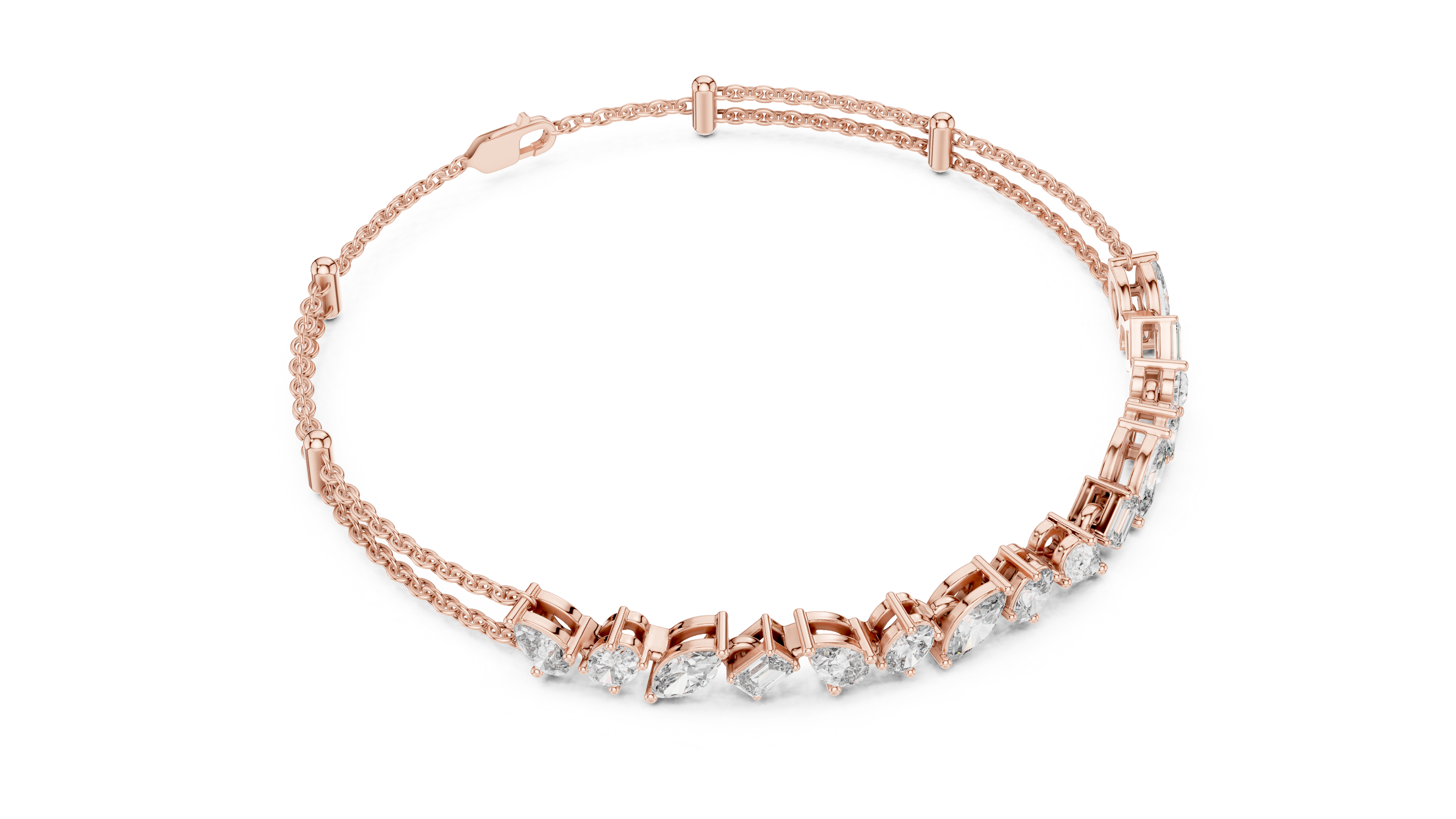 Mixed Cut Diamond Chain Bracelet