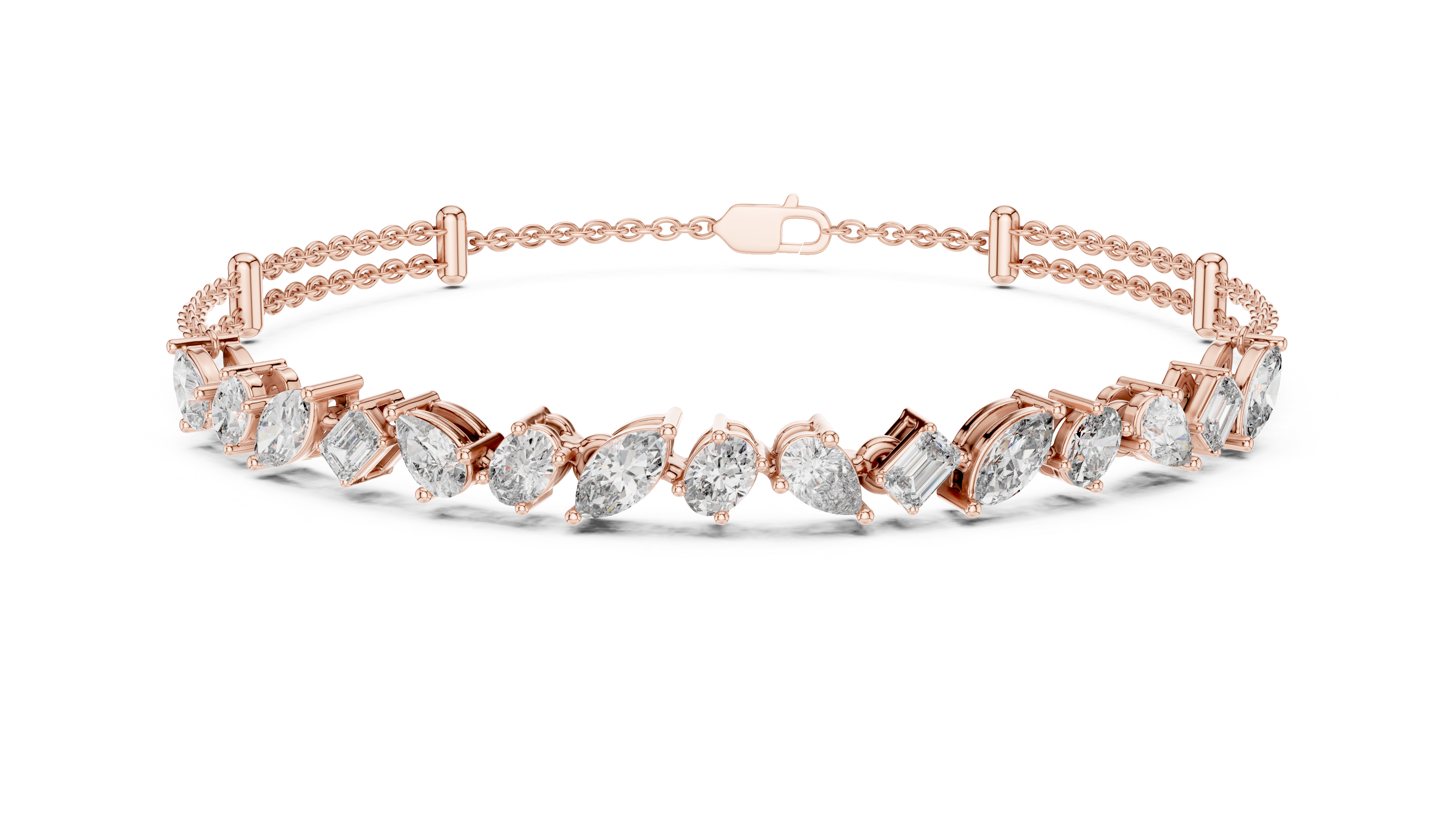 Mixed Cut Diamond Chain Bracelet