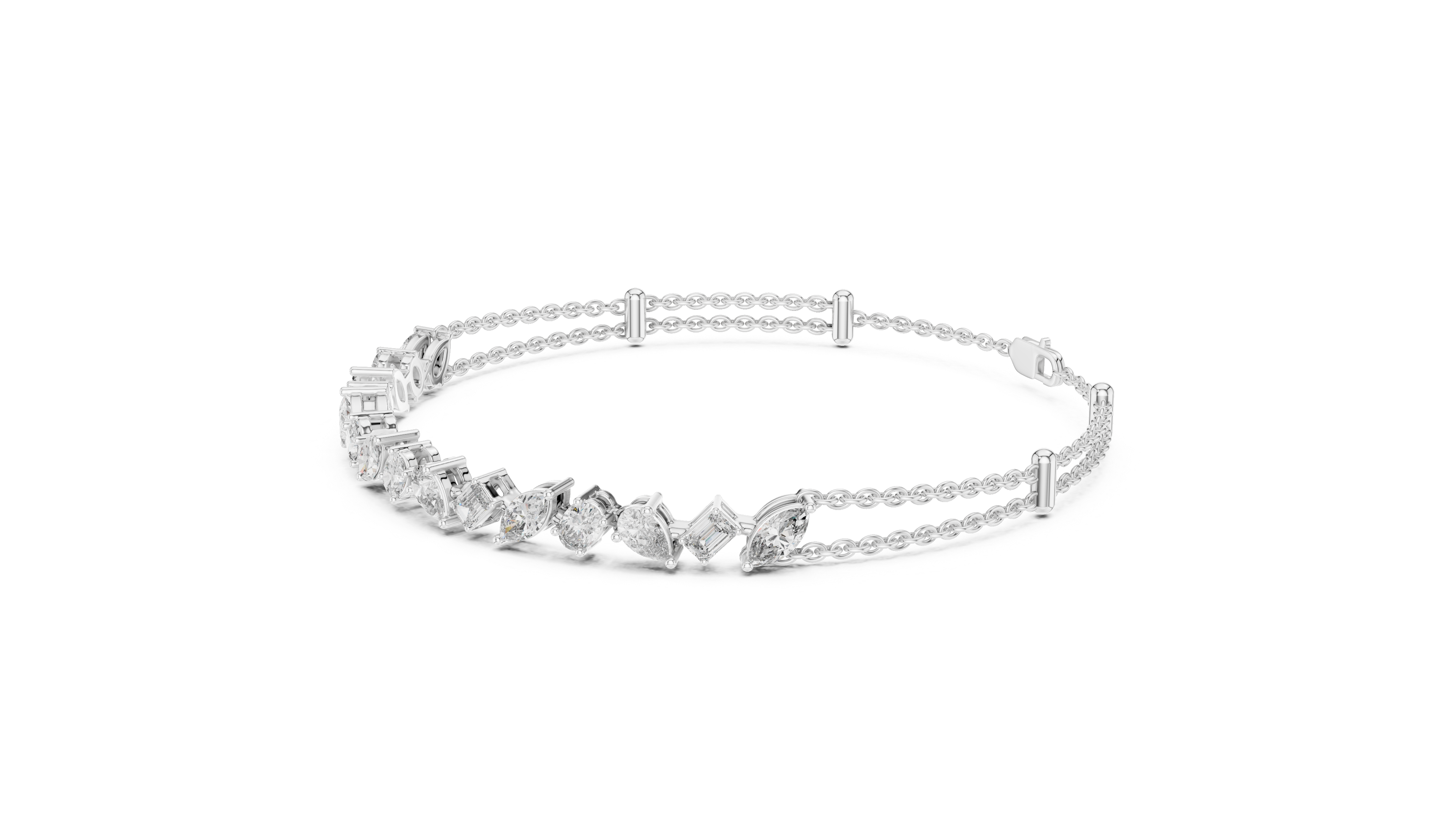 Mixed Cut Diamond Chain Bracelet