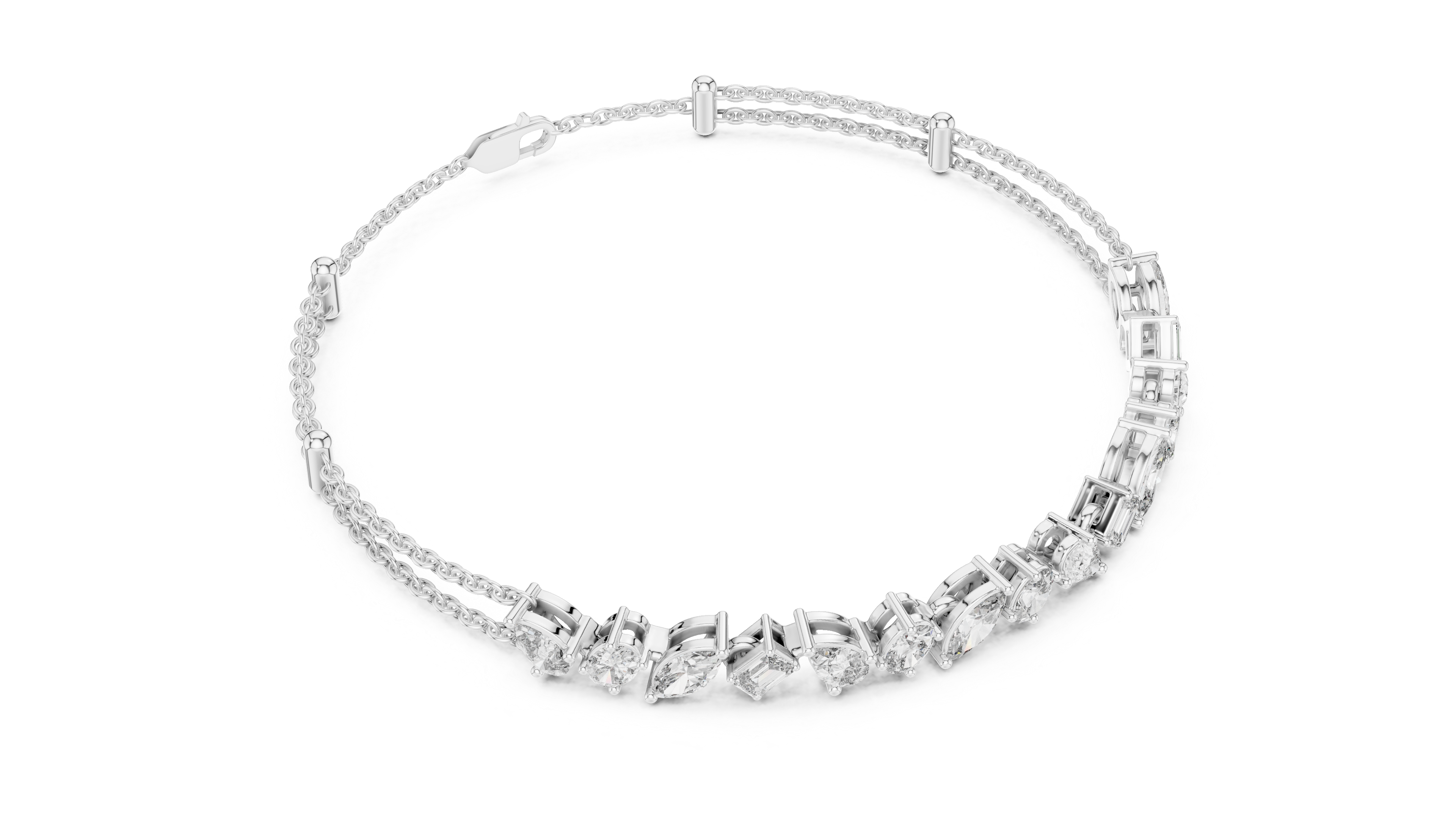 Mixed Cut Diamond Chain Bracelet