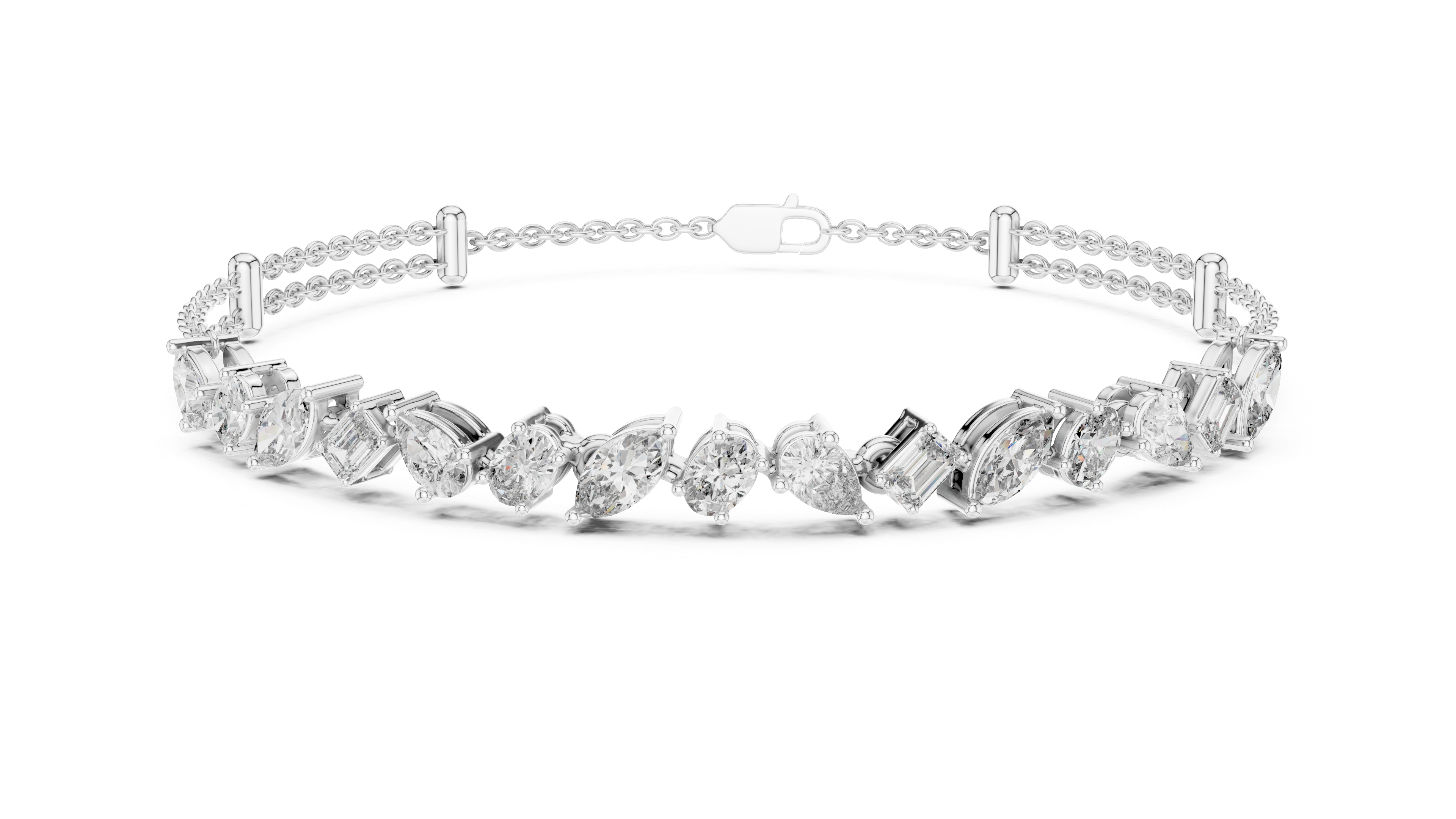 Mixed Cut Diamond Chain Bracelet