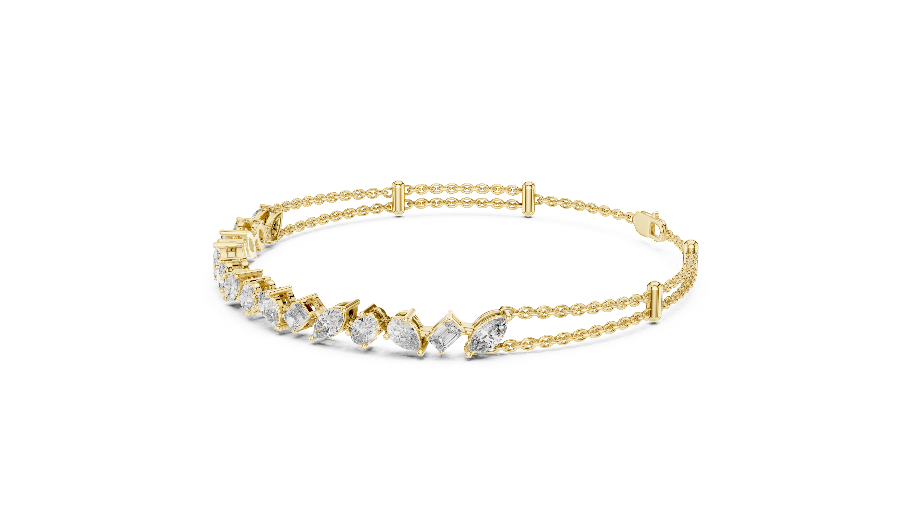 Mixed Cut Diamond Chain Bracelet