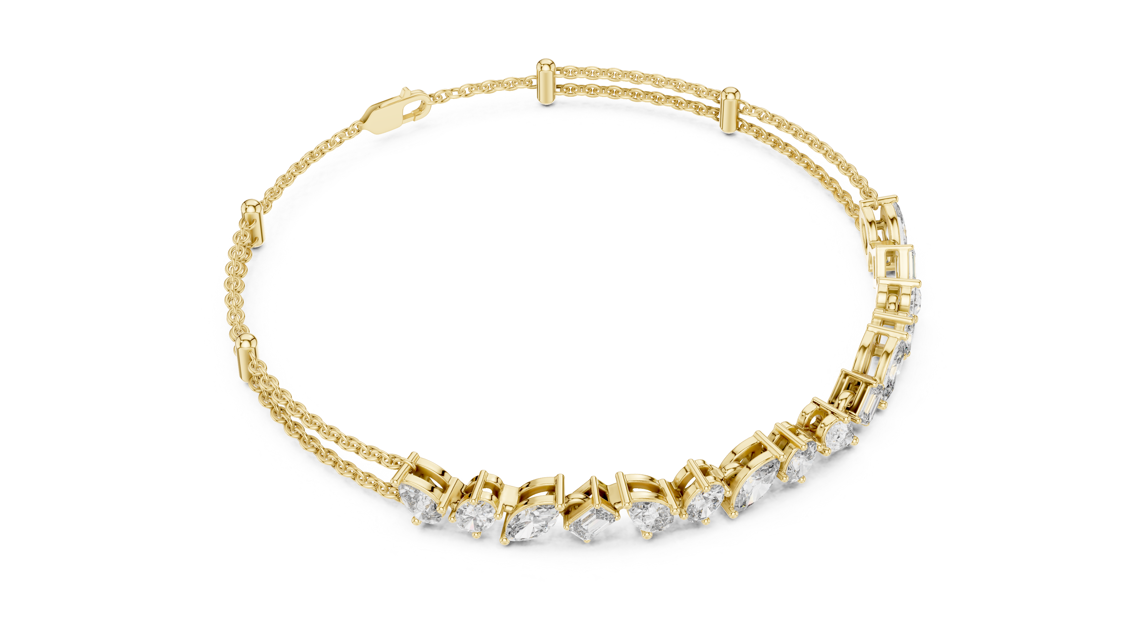 Mixed Cut Diamond Chain Bracelet