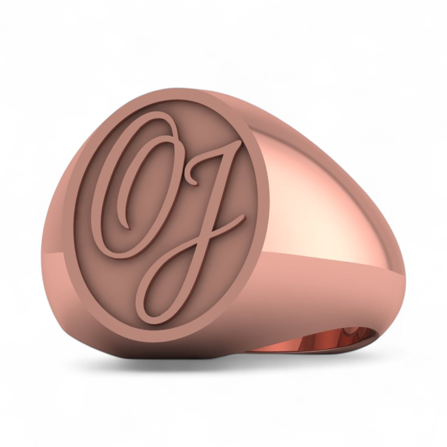 Custom Monogram Ring – Handcrafted Precious Round Face Signet Ring