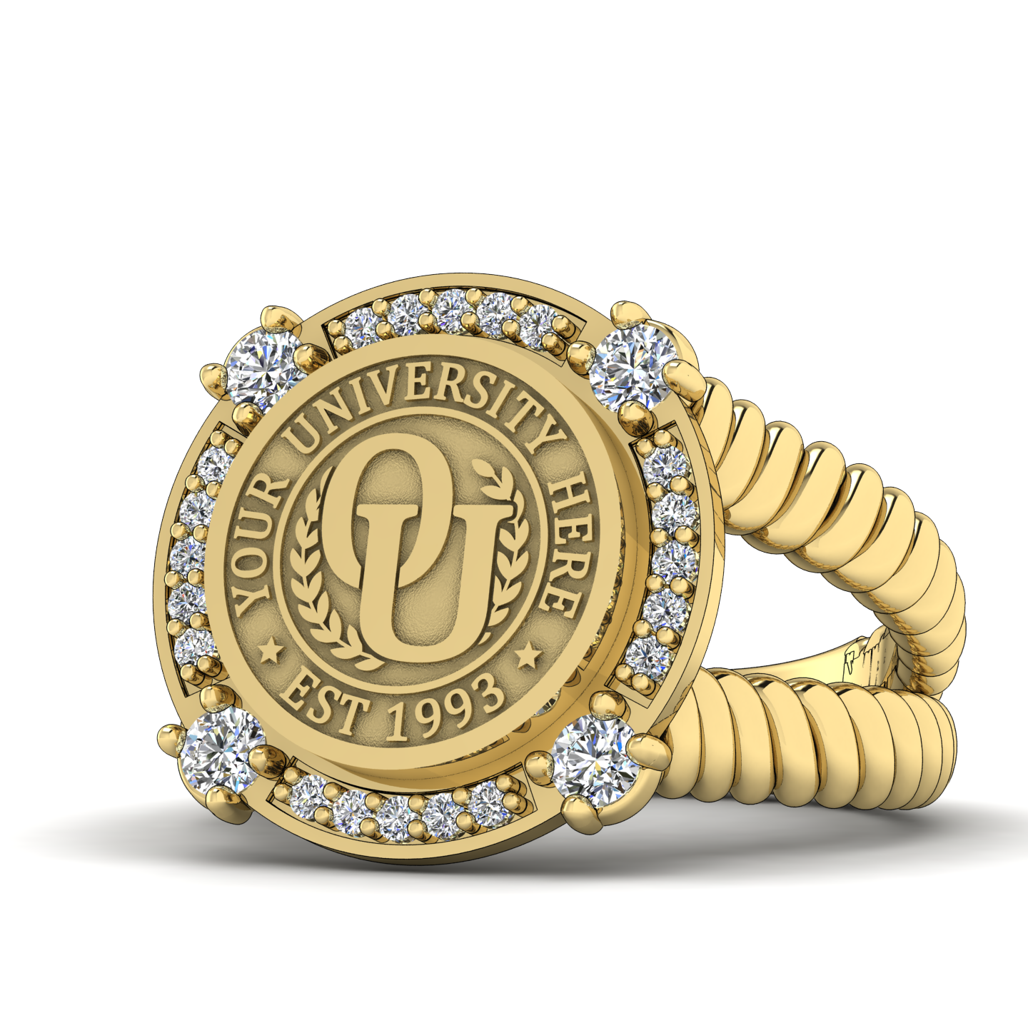 F-Sparkles | V-Rope Band Custom College Ring
