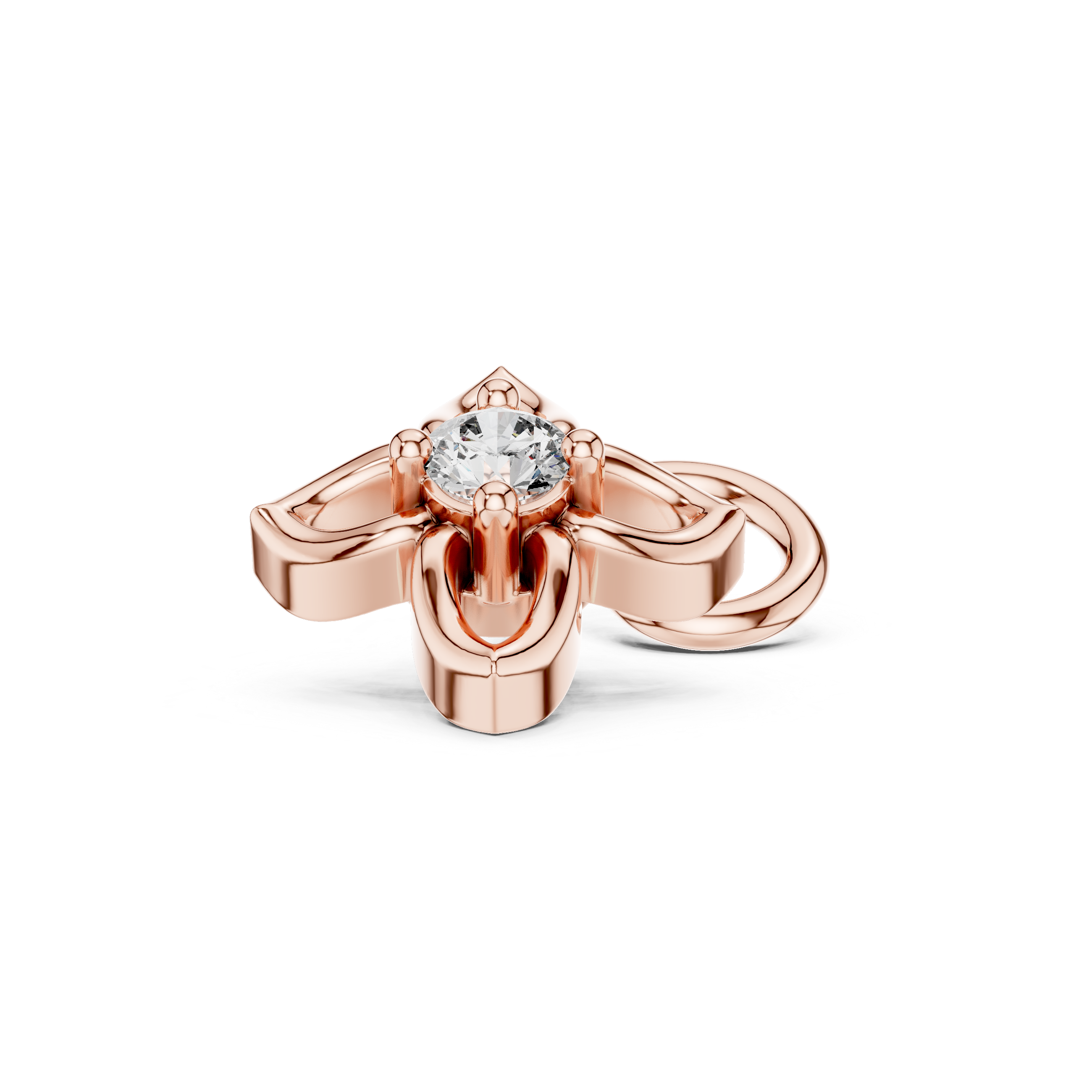 Minimal Floral Diamond Nose Ring with Curved Gold Hook – Delicate Everyday Design