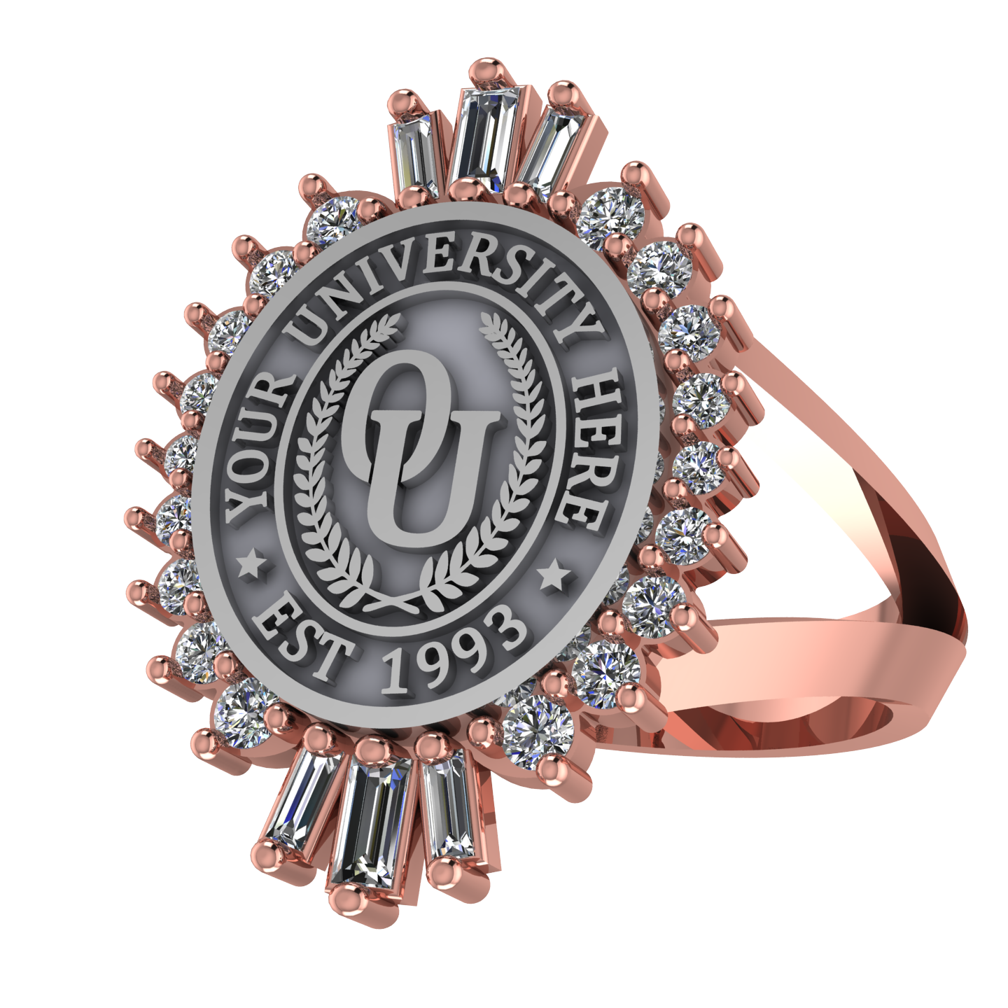 Seren Oval | V-Frame Band Custom Collage Ring