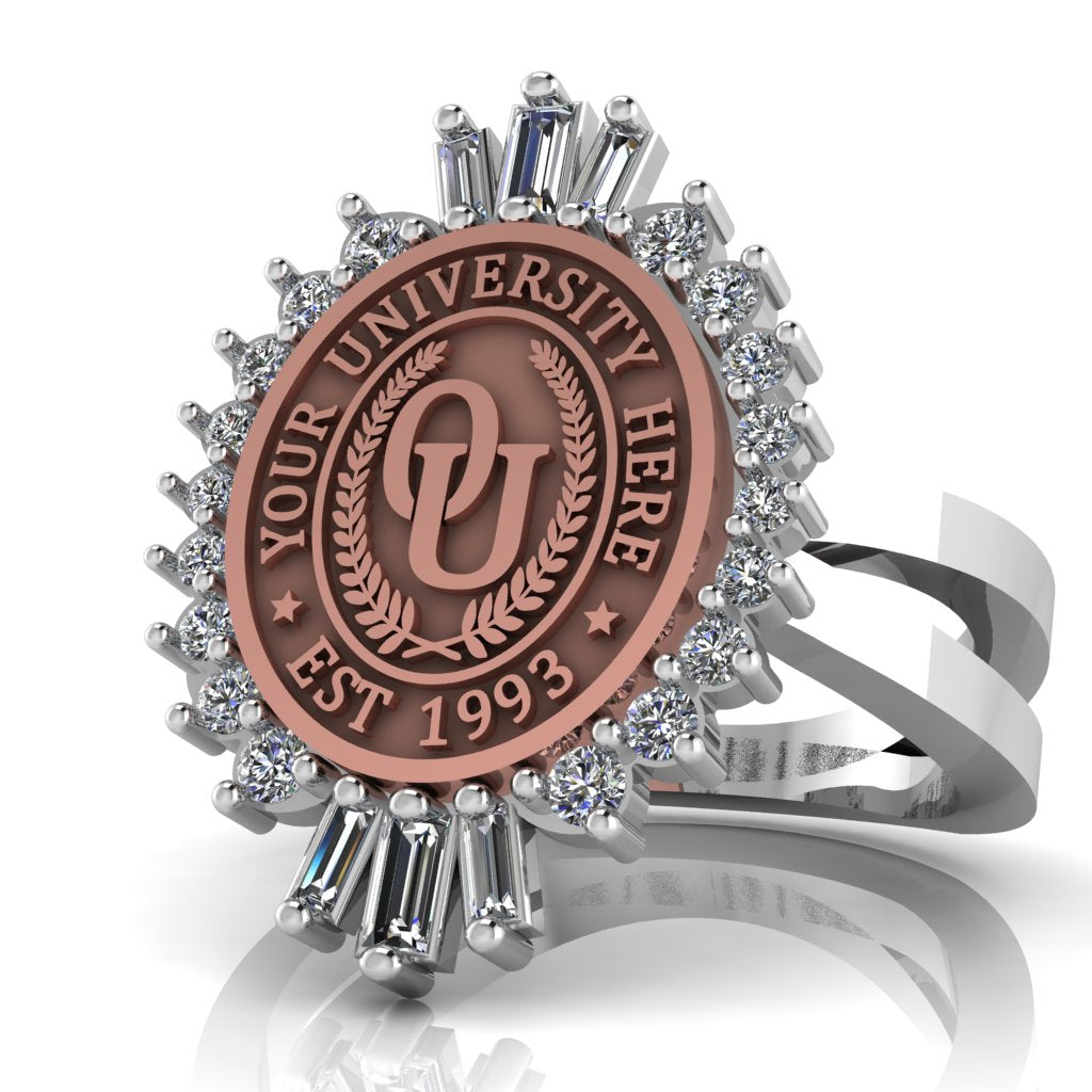 Seren Oval | Knife Edge Band Custom Collage Ring