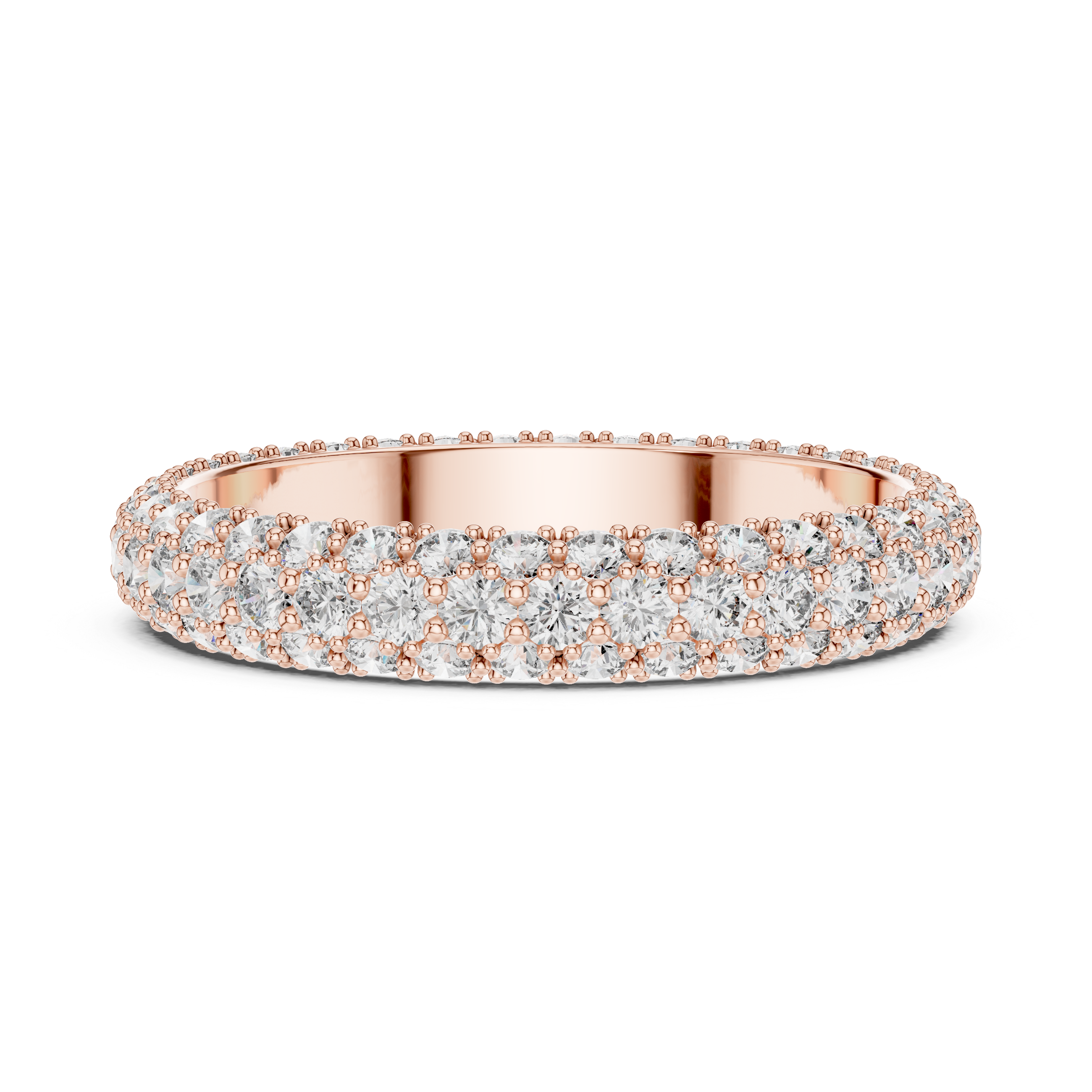 Triple Row Pavé Diamond Eternity Band Ring – Full Eternity Wedding Band