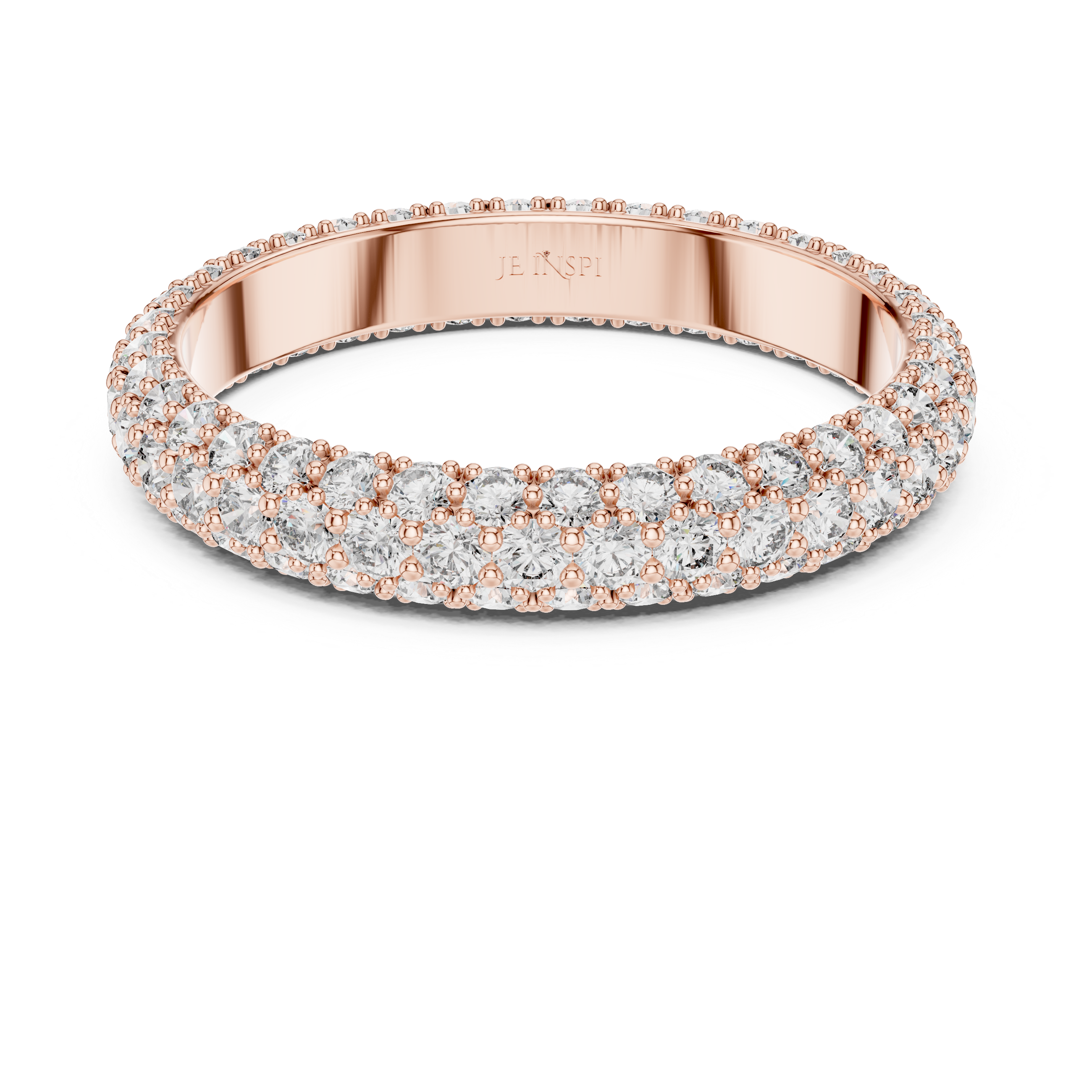 Triple Row Pavé Diamond Eternity Band Ring – Full Eternity Wedding Band