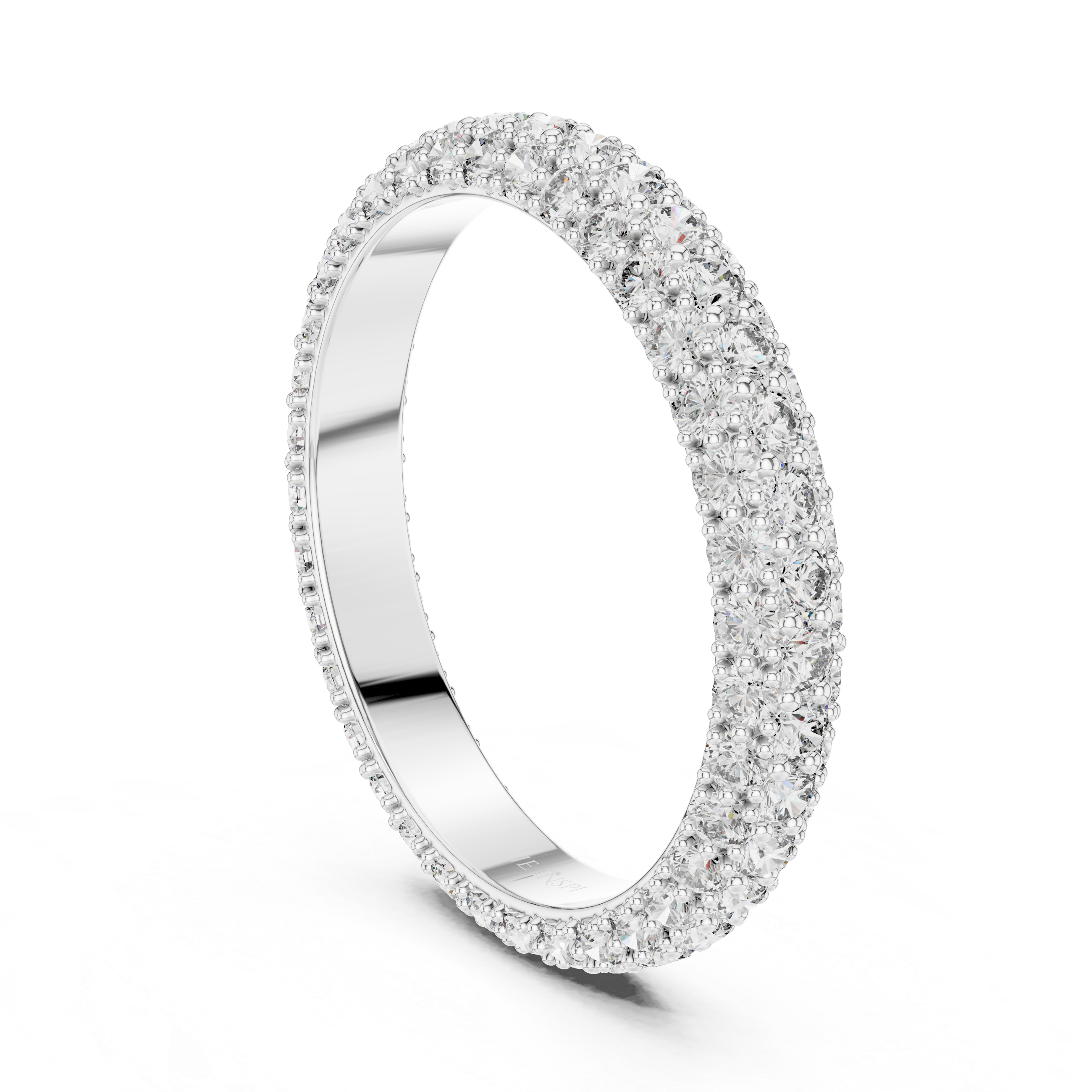 Triple Row Pavé Diamond Eternity Band Ring – Full Eternity Wedding Band