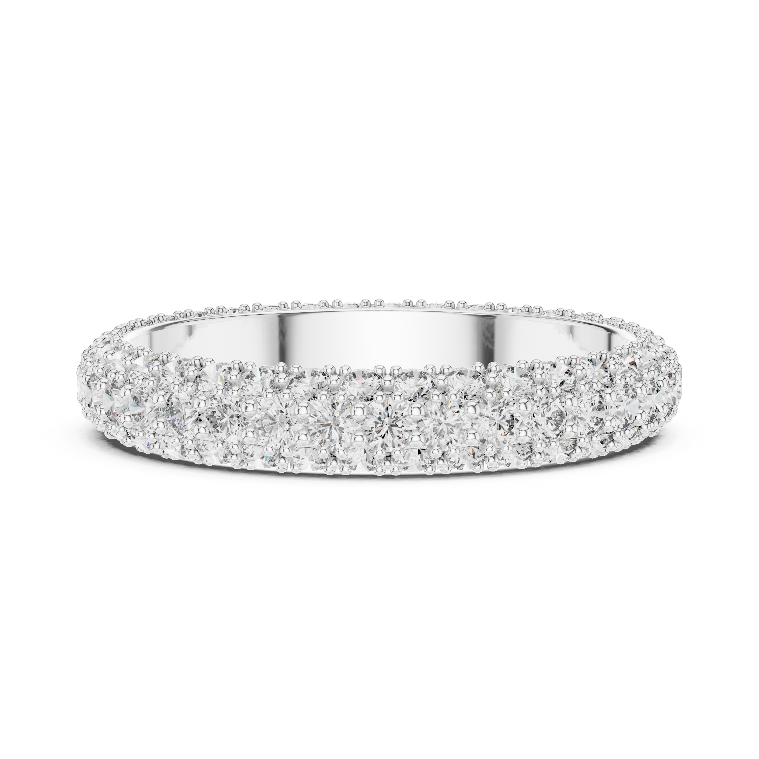Triple Row Pavé Diamond Eternity Band Ring – Full Eternity Wedding Band