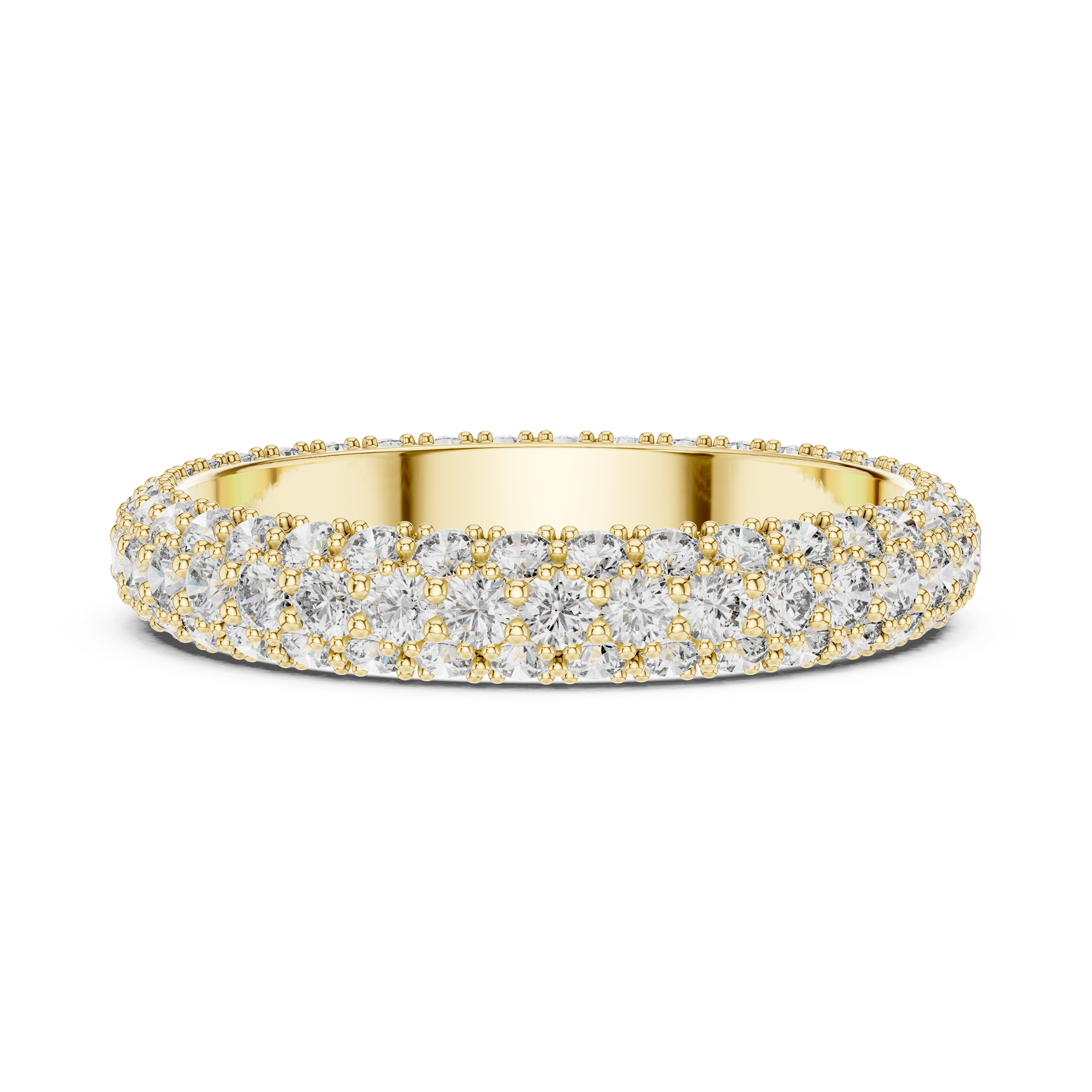 Triple Row Pavé Diamond Eternity Band Ring – Full Eternity Wedding Band