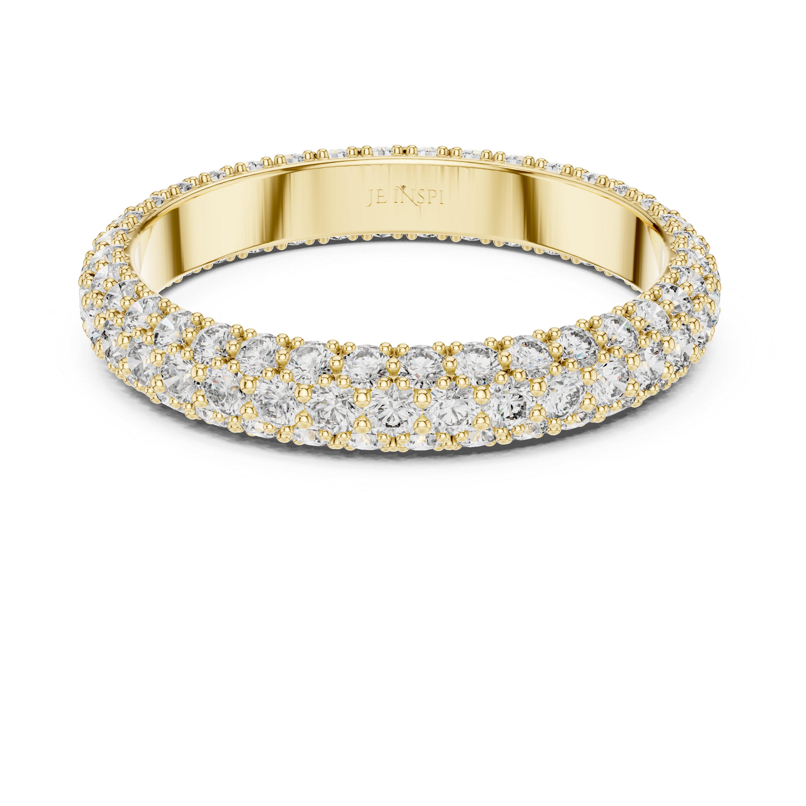 Triple Row Pavé Diamond Eternity Band Ring – Full Eternity Wedding Band