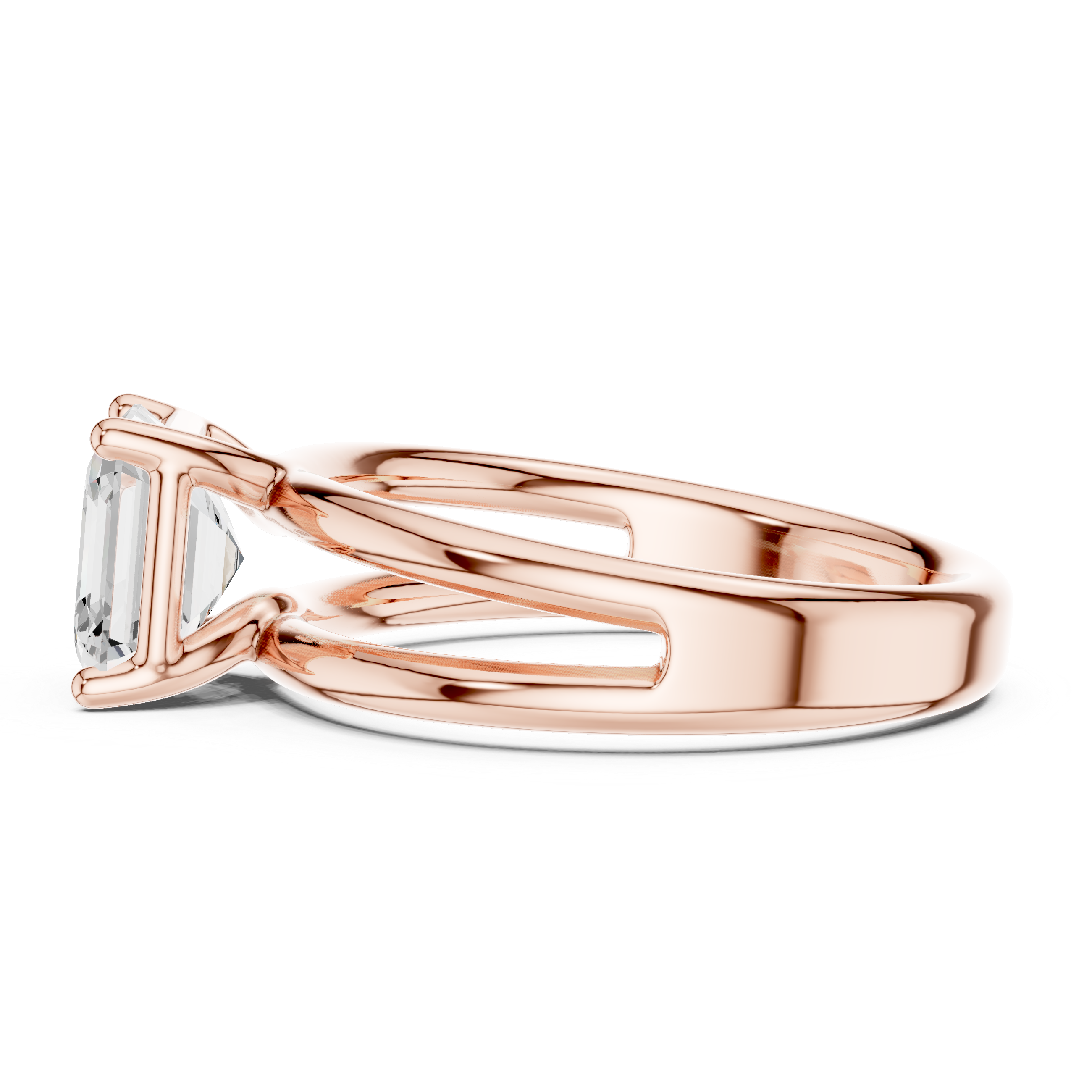 Asscher Cut Solitaire Ring – Double Band Modern Design