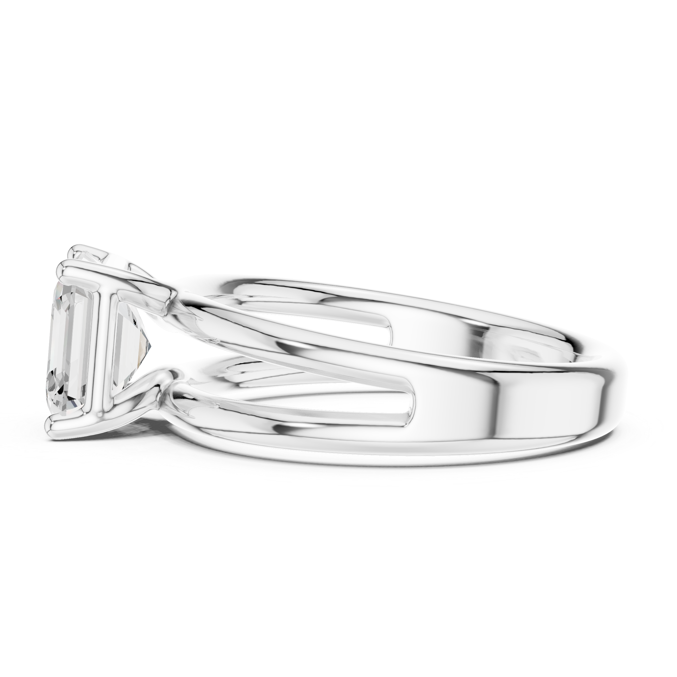 Asscher Cut Solitaire Ring – Double Band Modern Design