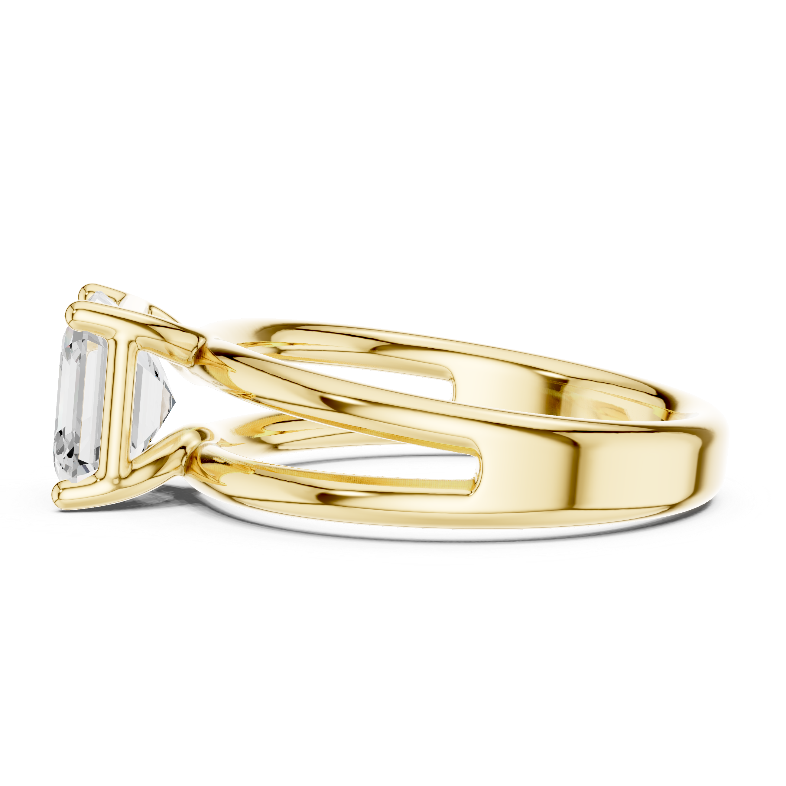 Asscher Cut Solitaire Ring – Double Band Modern Design