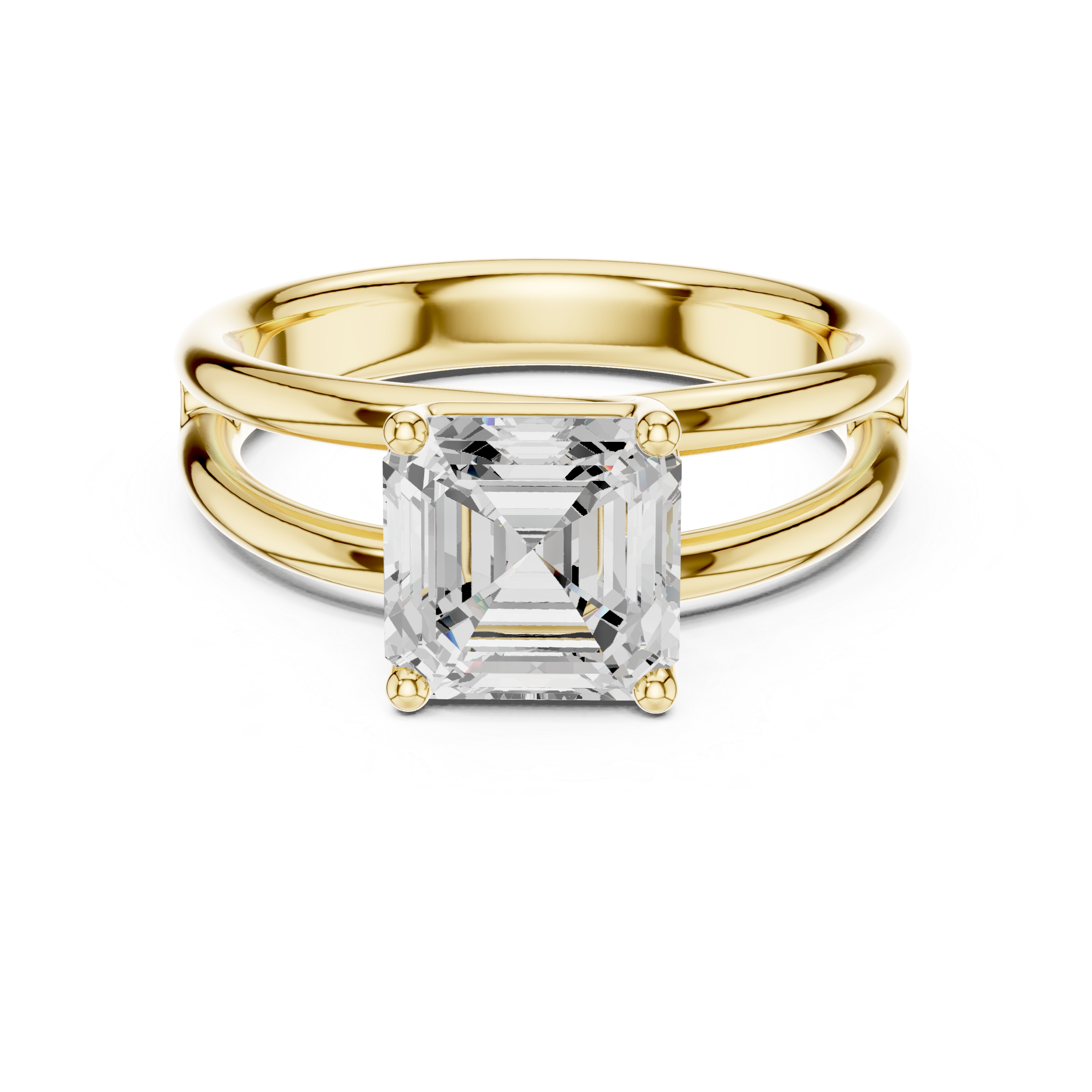 Asscher Cut Solitaire Ring – Double Band Modern Design