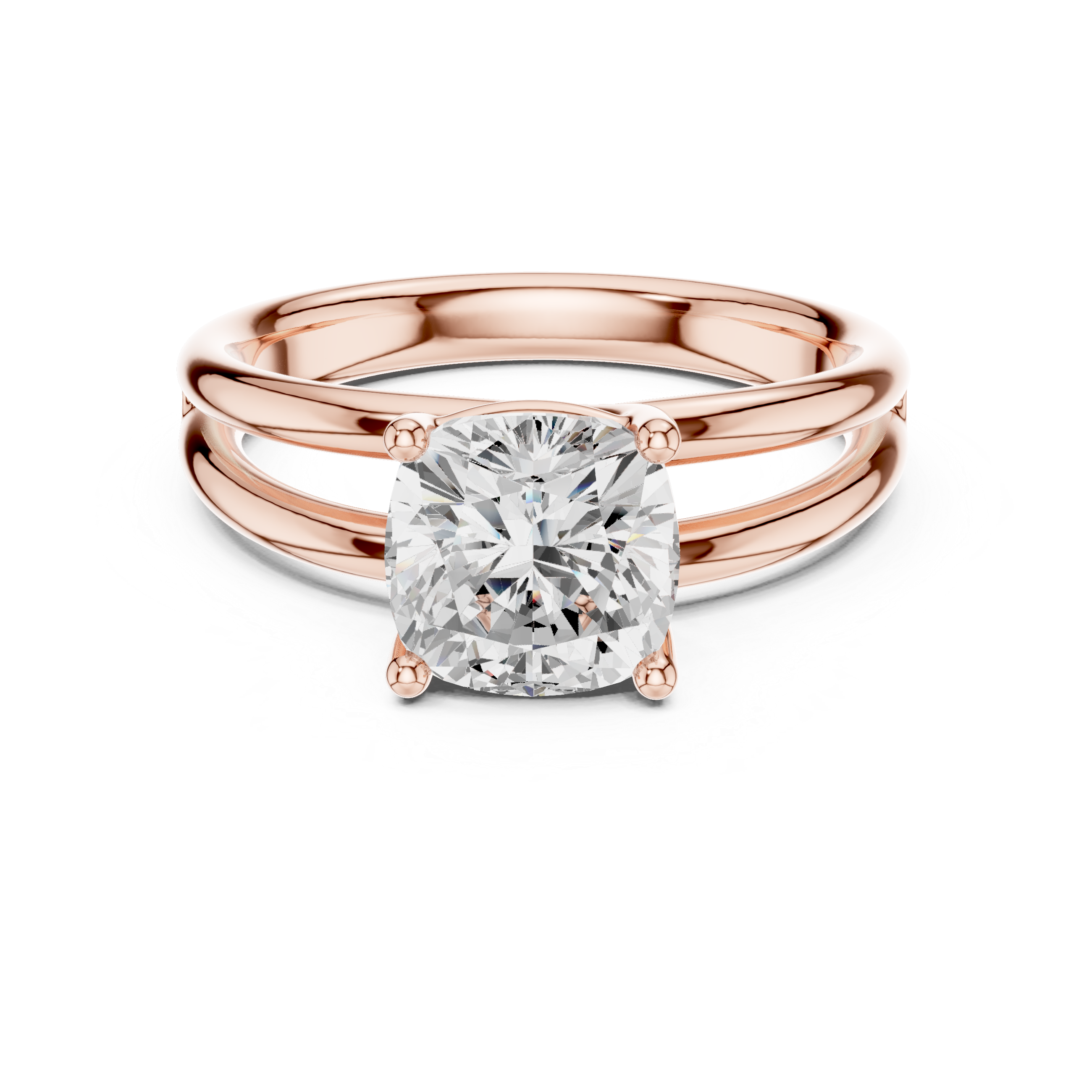 Cushion Cut Solitaire Ring – Double Band Contemporary Design