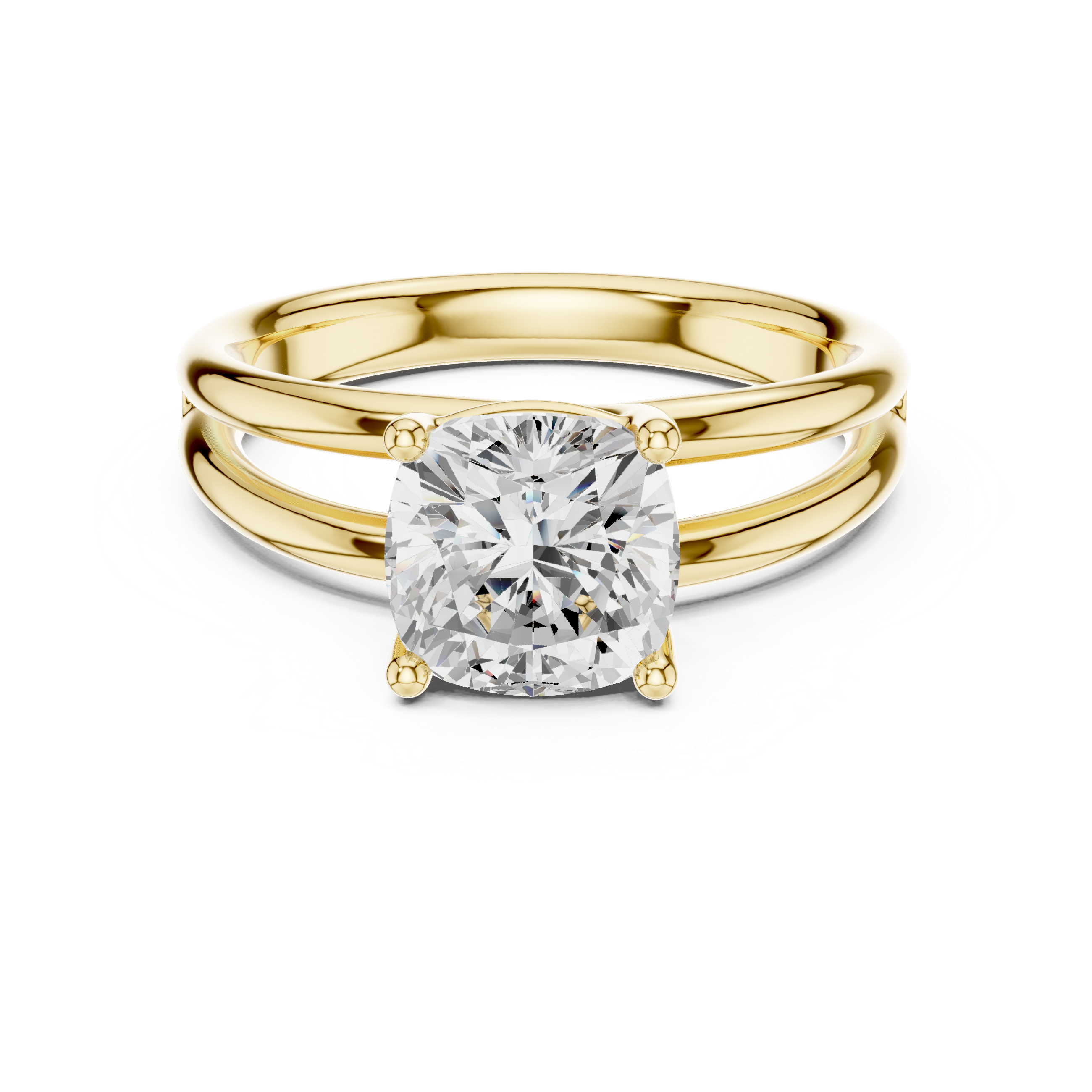 Cushion Cut Solitaire Ring – Double Band Contemporary Design