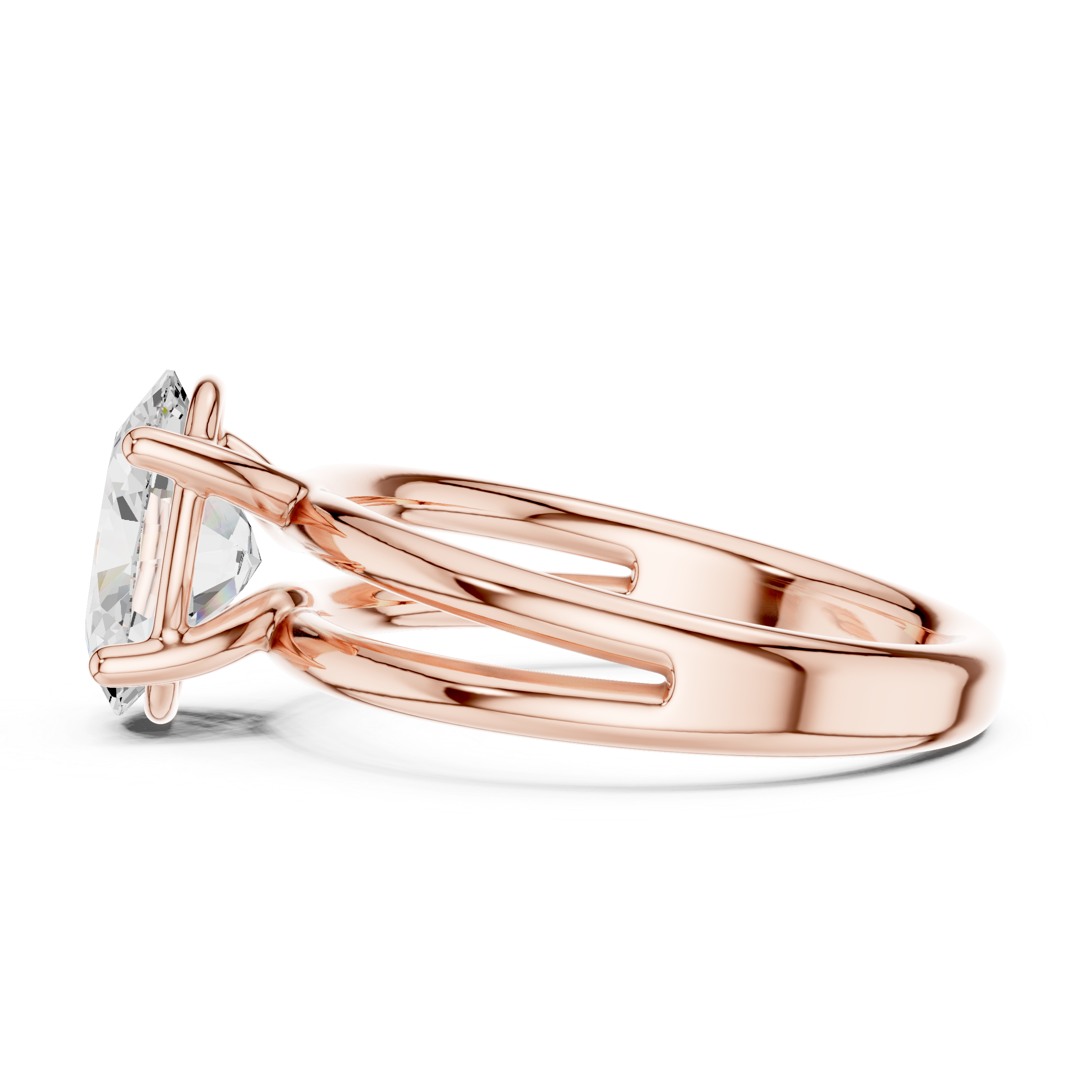 Oval Cut Solitaire Ring – Double Band Contemporary Design