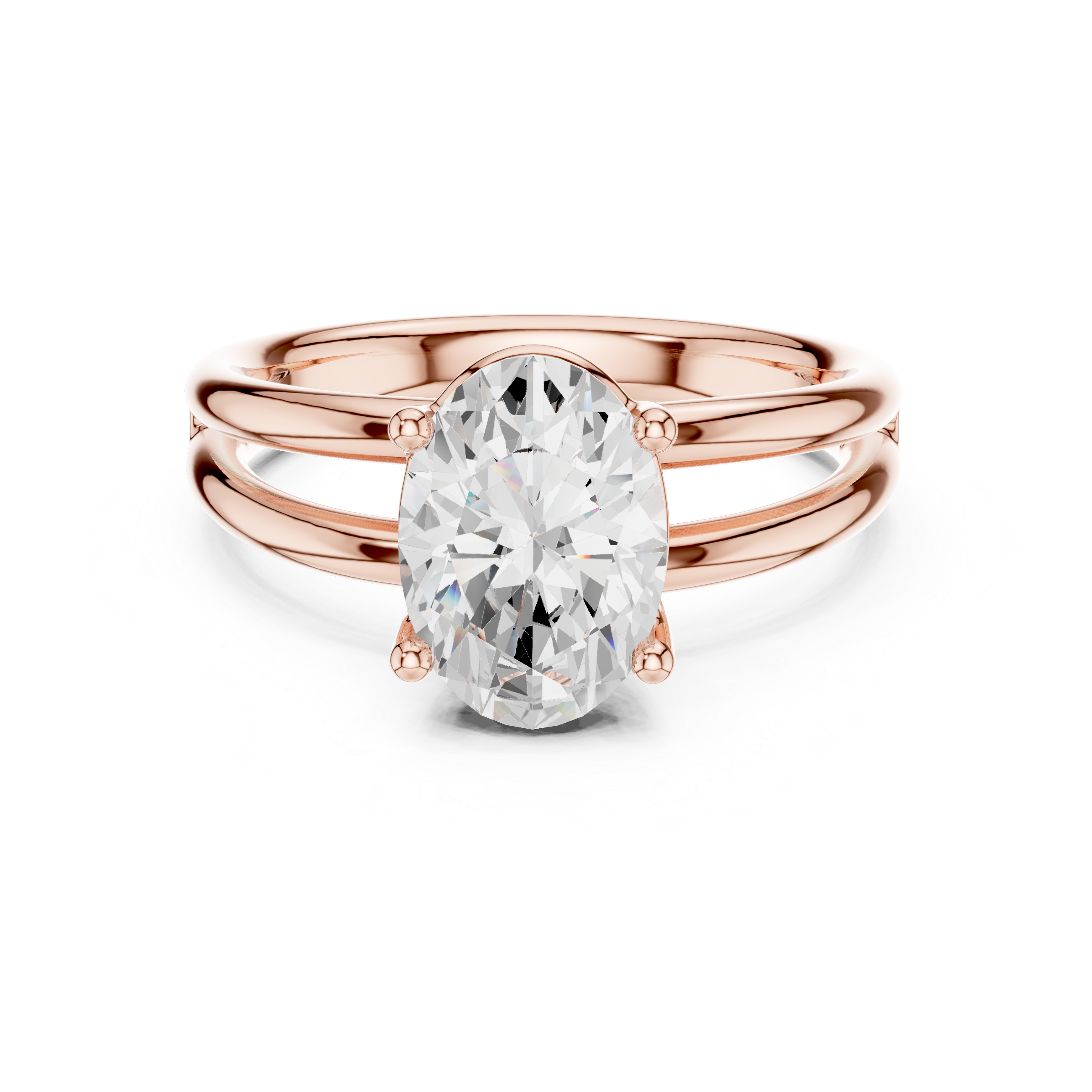 Oval Cut Solitaire Ring – Double Band Contemporary Design