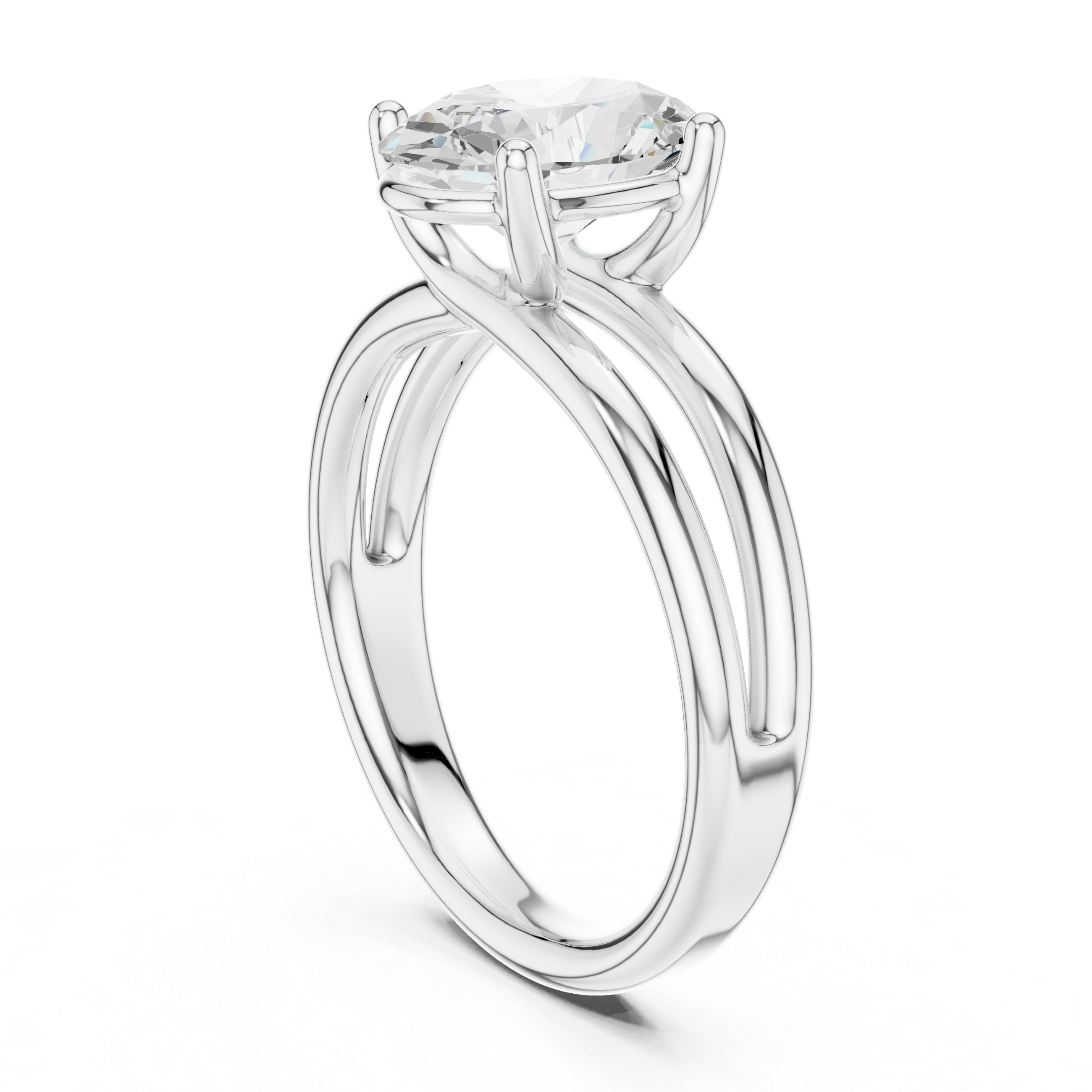 Oval Cut Solitaire Ring – Double Band Contemporary Design