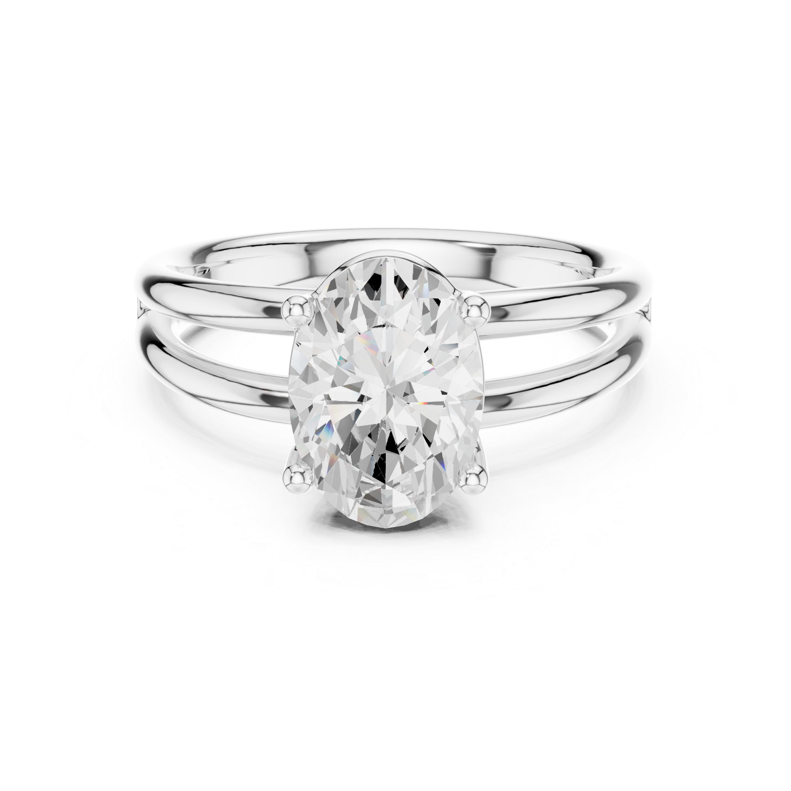Oval Cut Solitaire Ring – Double Band Contemporary Design