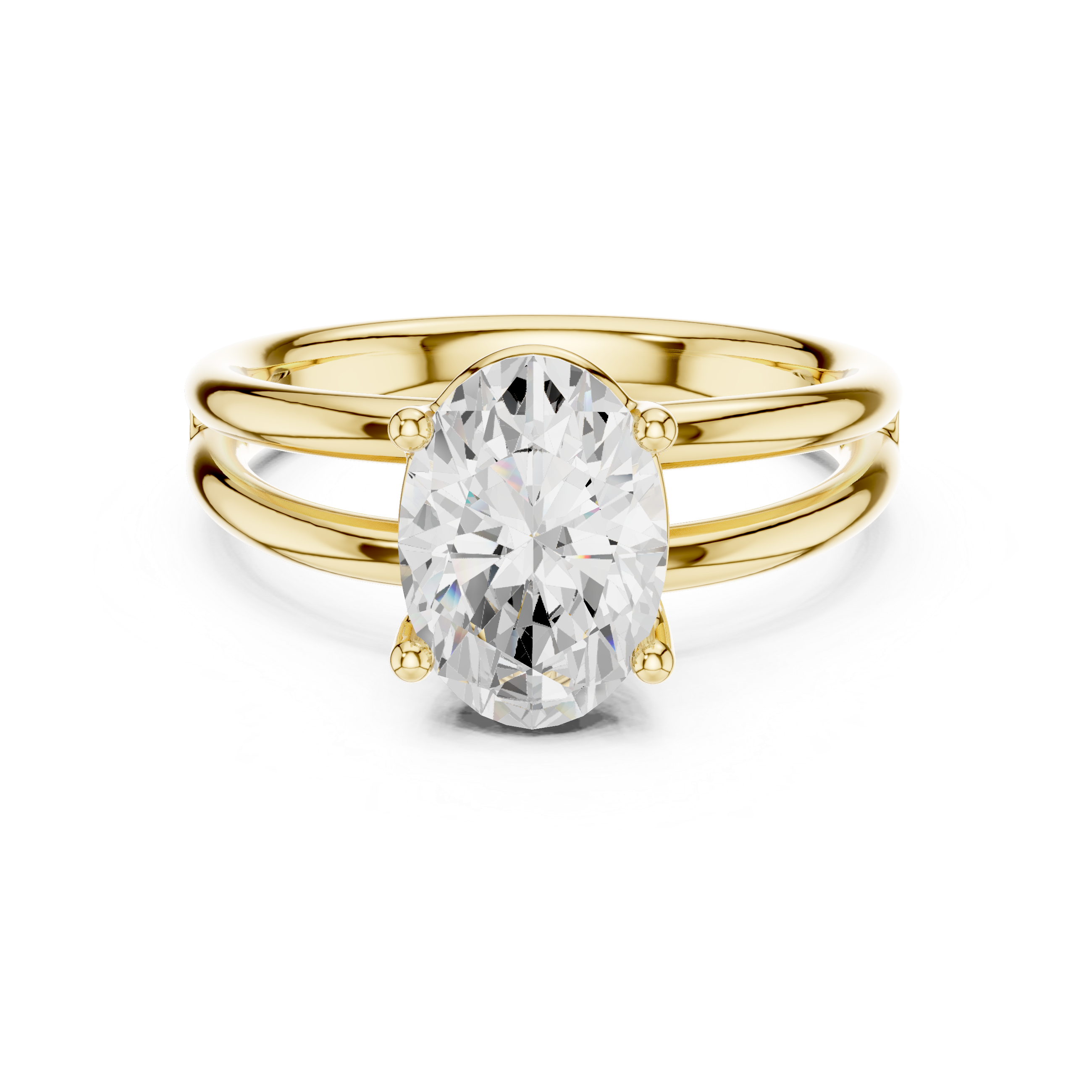 Oval Cut Solitaire Ring – Double Band Contemporary Design