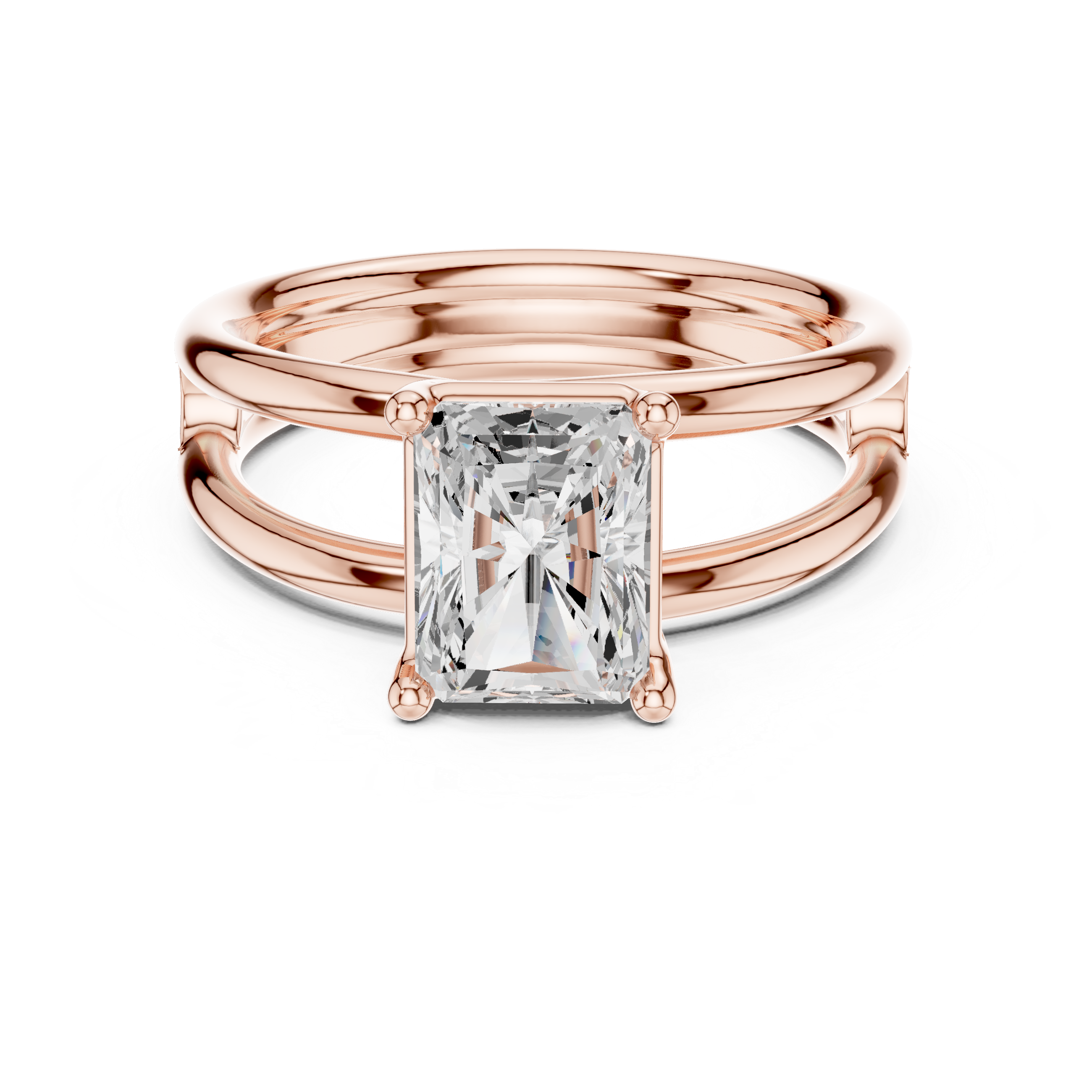 Radiant Cut Solitaire Ring – Double Band Contemporary Design