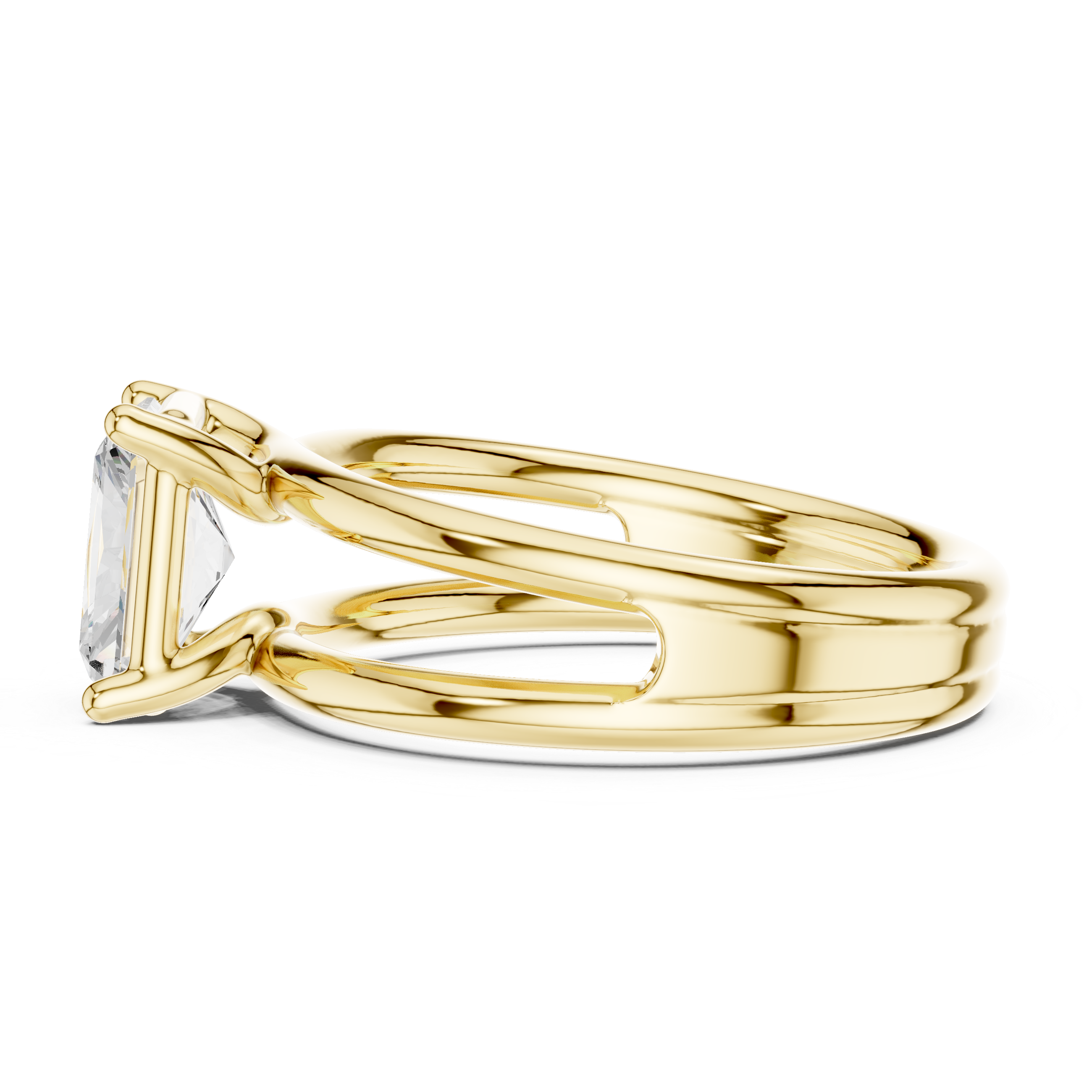 Radiant Cut Solitaire Ring – Double Band Contemporary Design