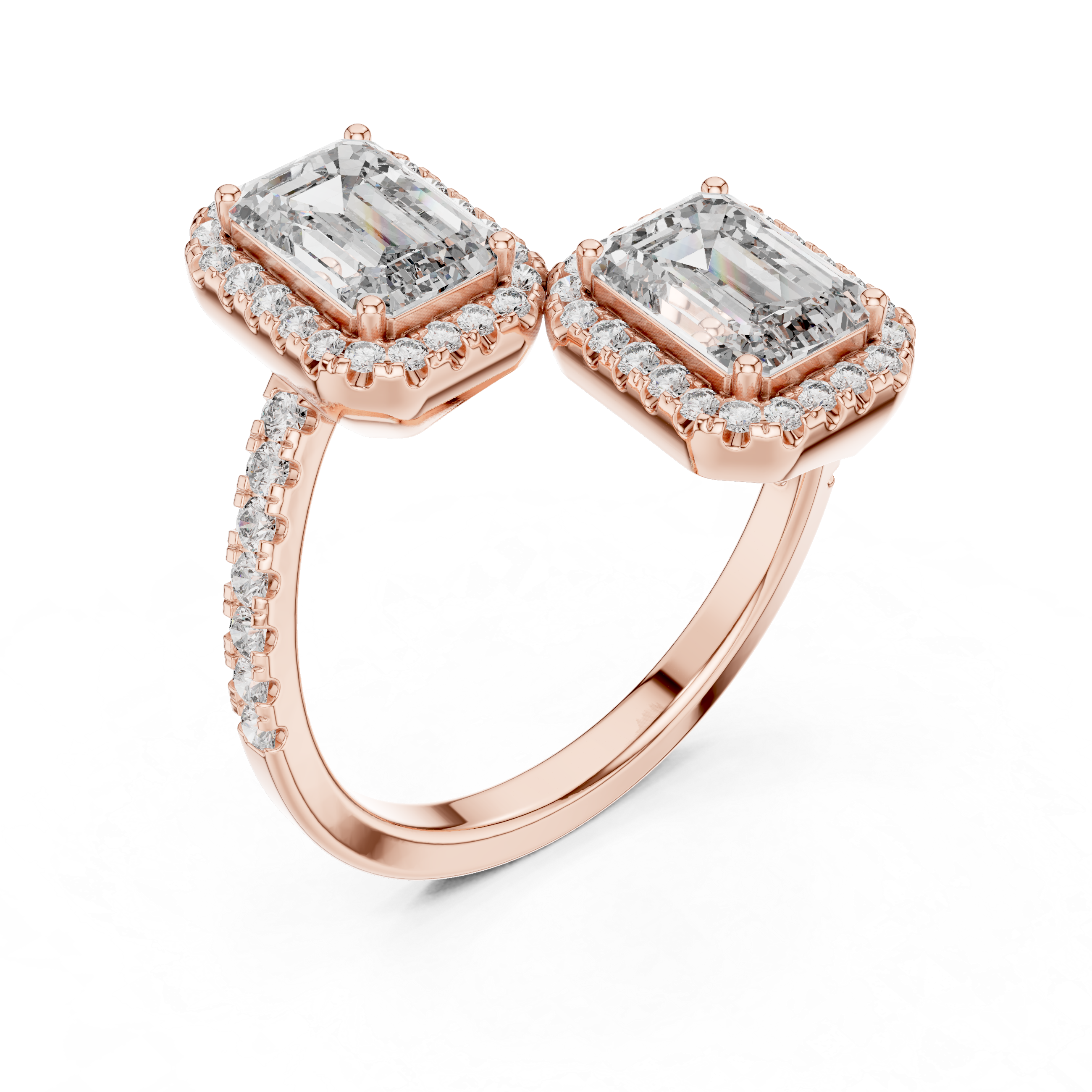 Luxury Double Emerald Diamond Ring