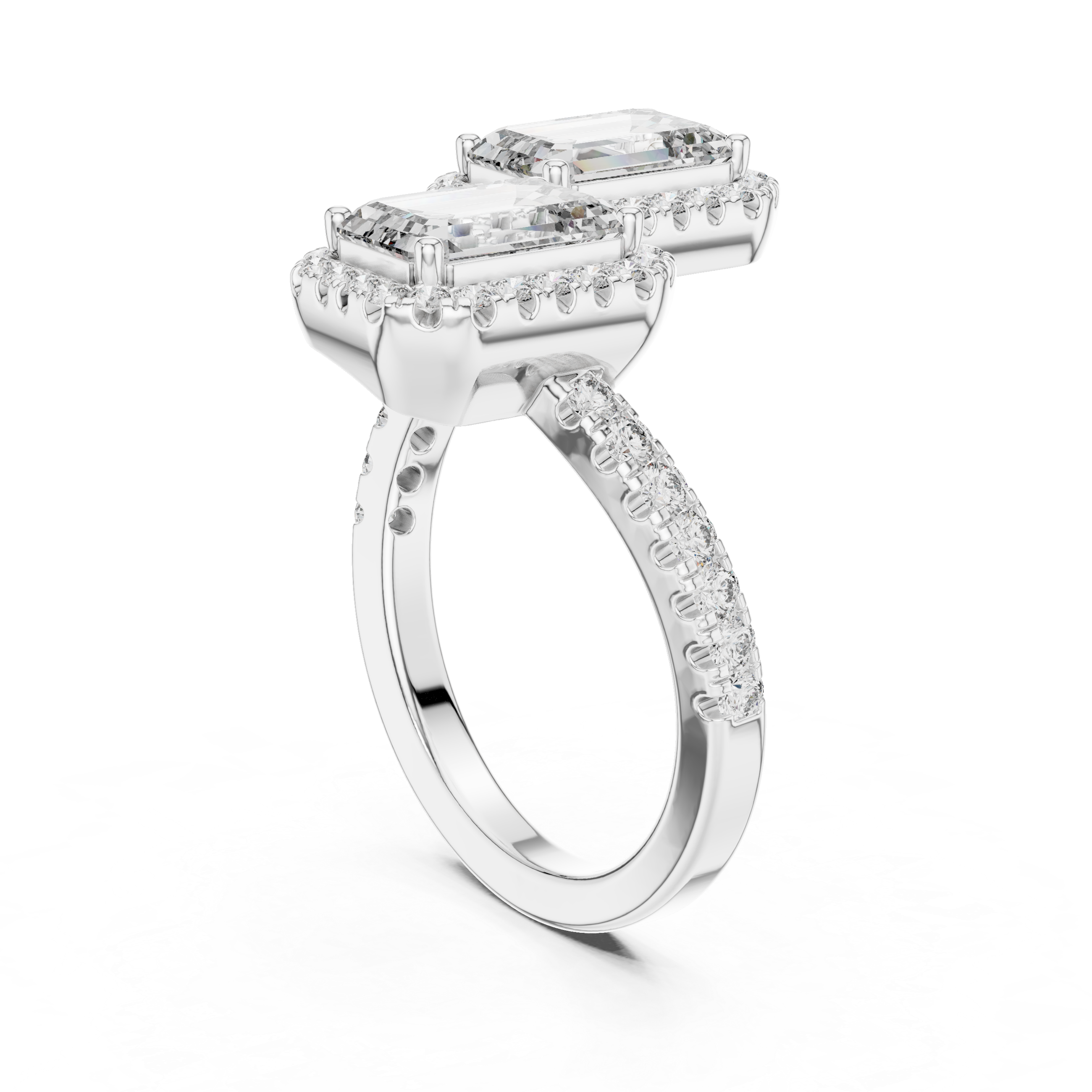 Luxury Double Emerald Diamond Ring