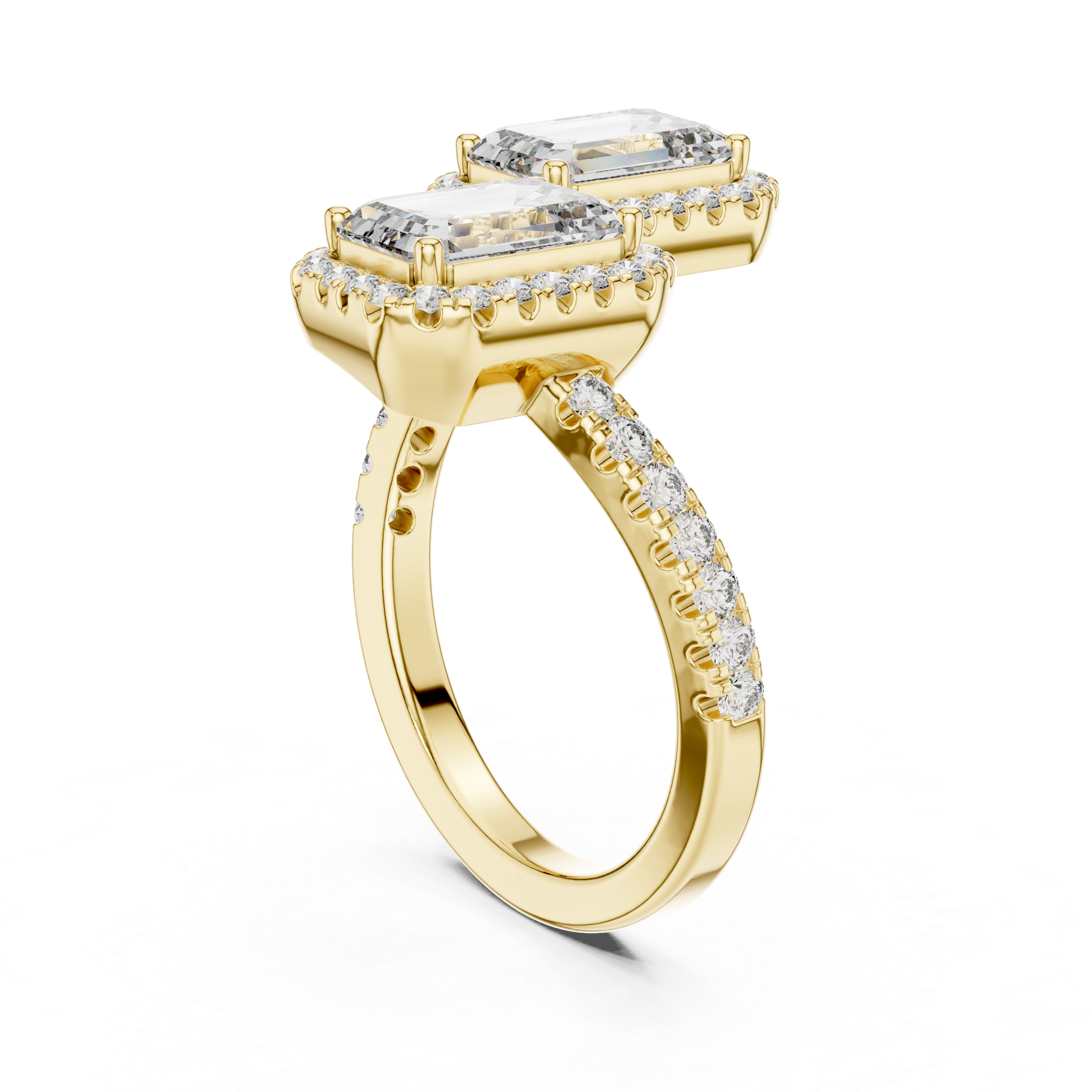 Luxury Double Emerald Diamond Ring